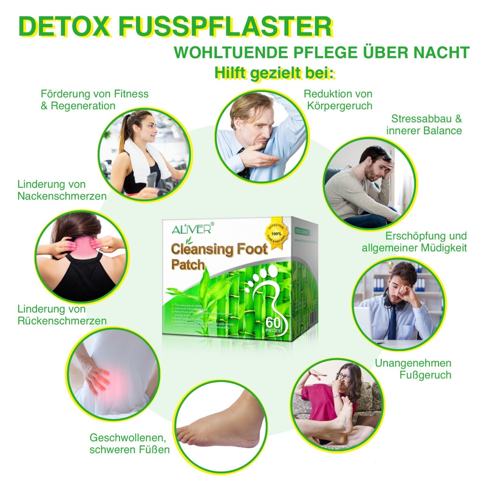 Detox Fußpflaster Bambusessig Ingwer Extrakt 