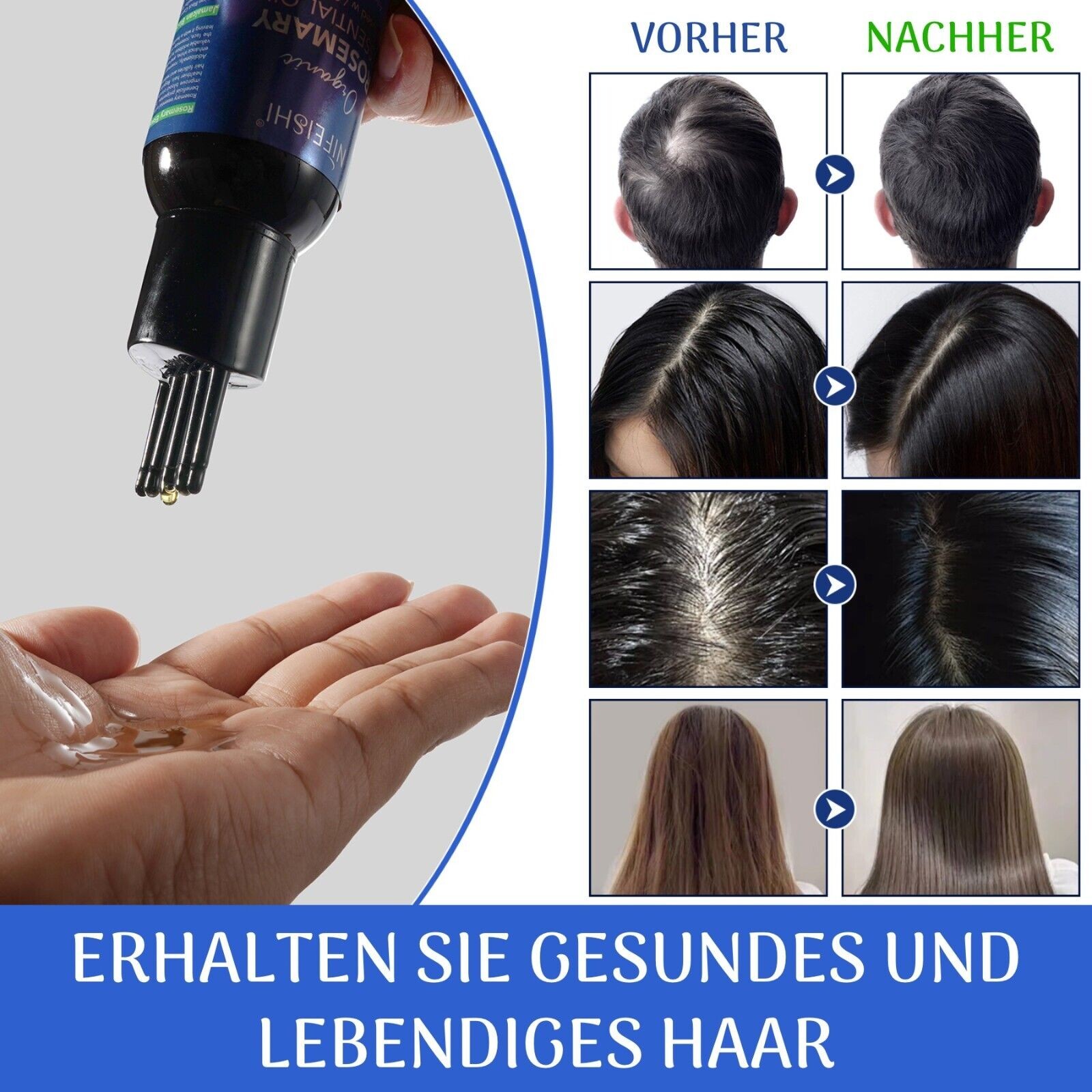 Rosmarinöl mit Rizinusöl Ätherisches Öl für Haarwachstum Kopfhaut Haarpflege Hautpflege 120ml