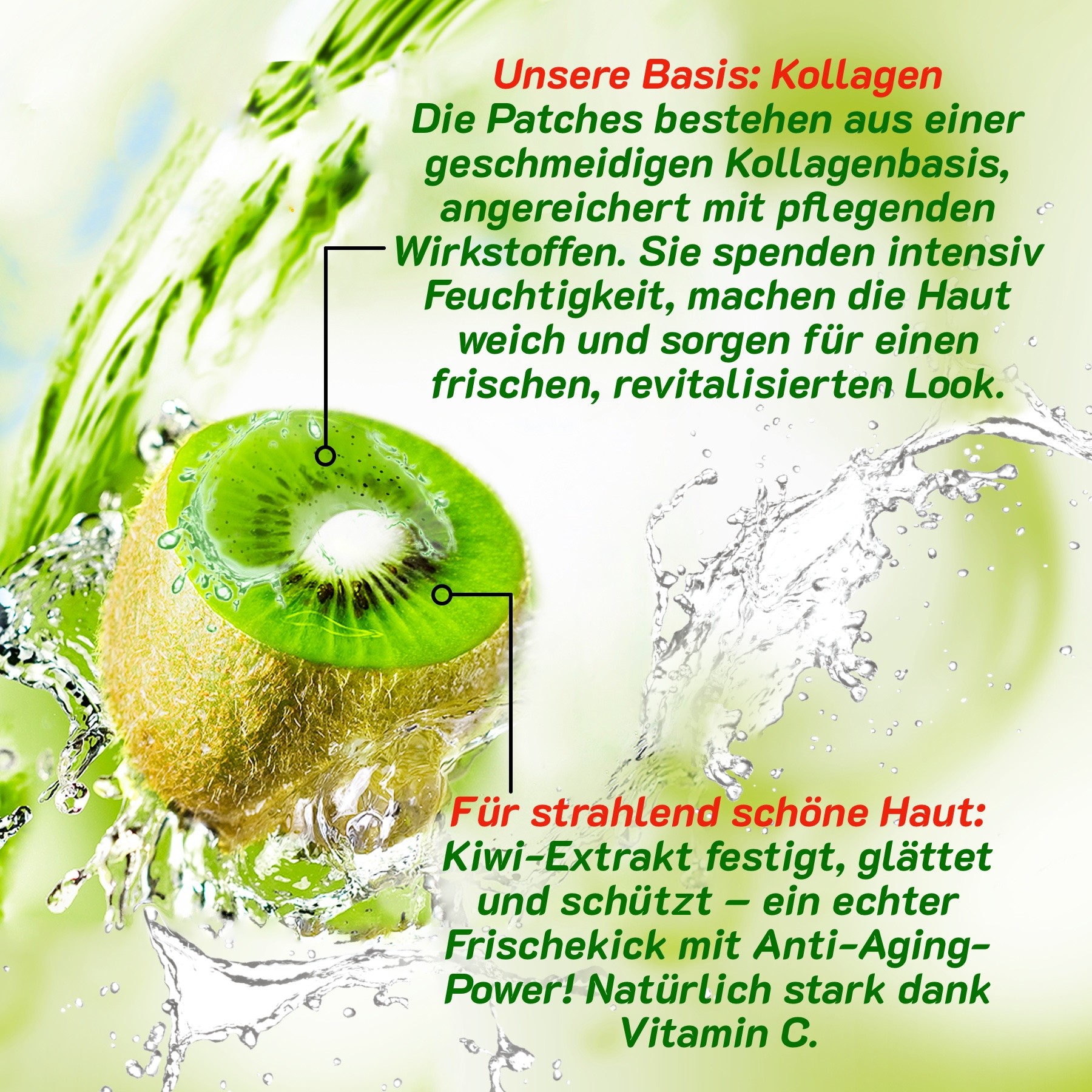  Anti-Aging Kollagen Kiwi Augenpads gegen Augenringe 