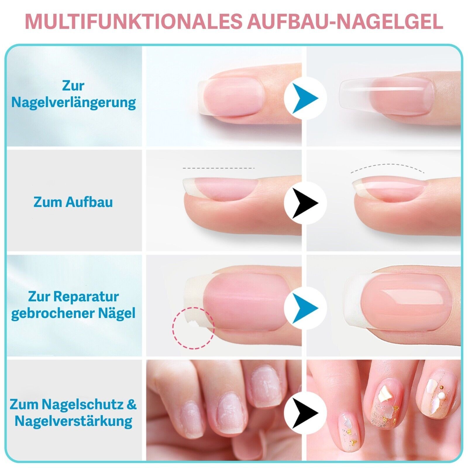 Aufbaugel Nagelaufbau in 3 Farben 5-IN-1 Builder GEL Nail UV LED 