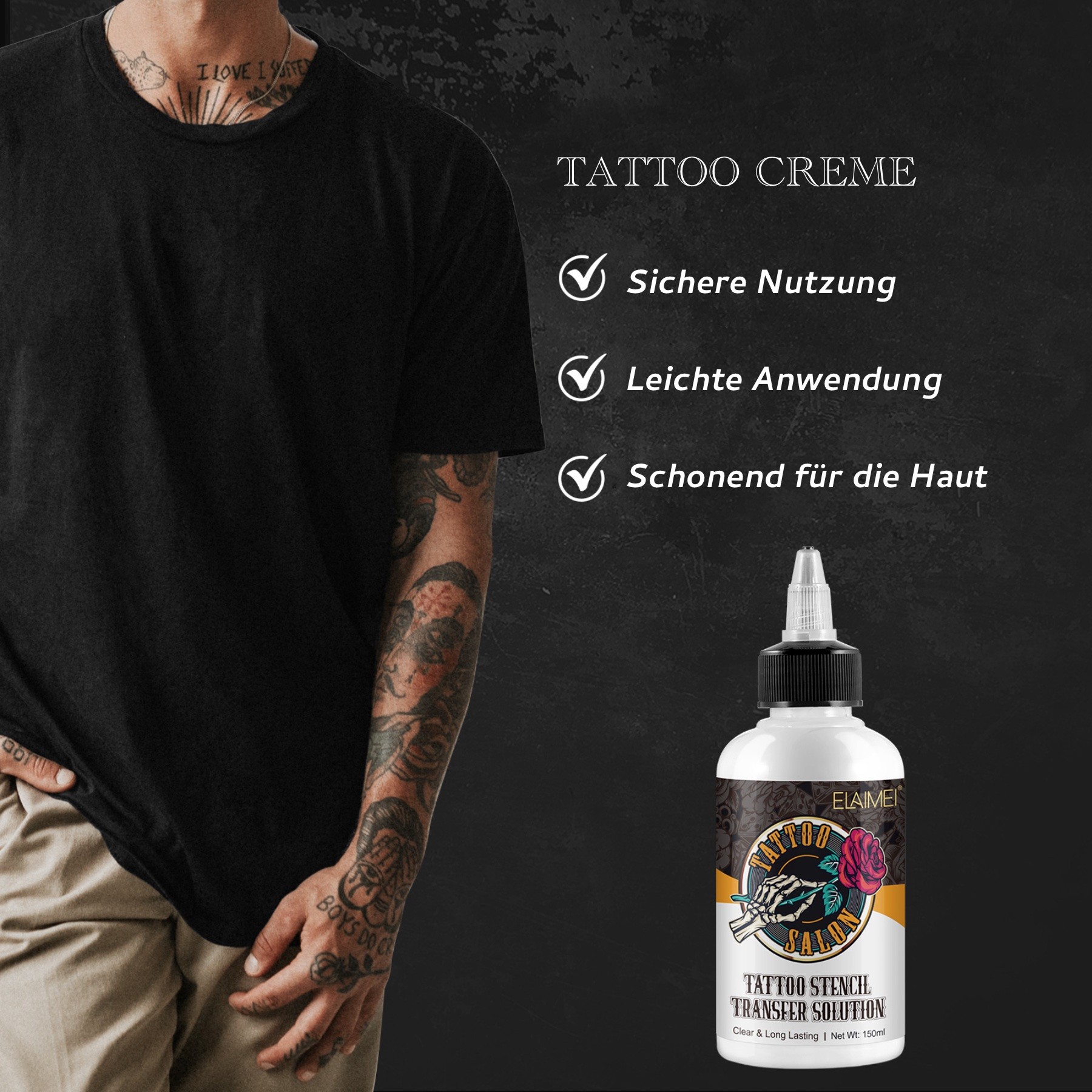 Tattoo Schablonen Transfer Gel Creme Abzugsflüssigkeit Stencil Solution 