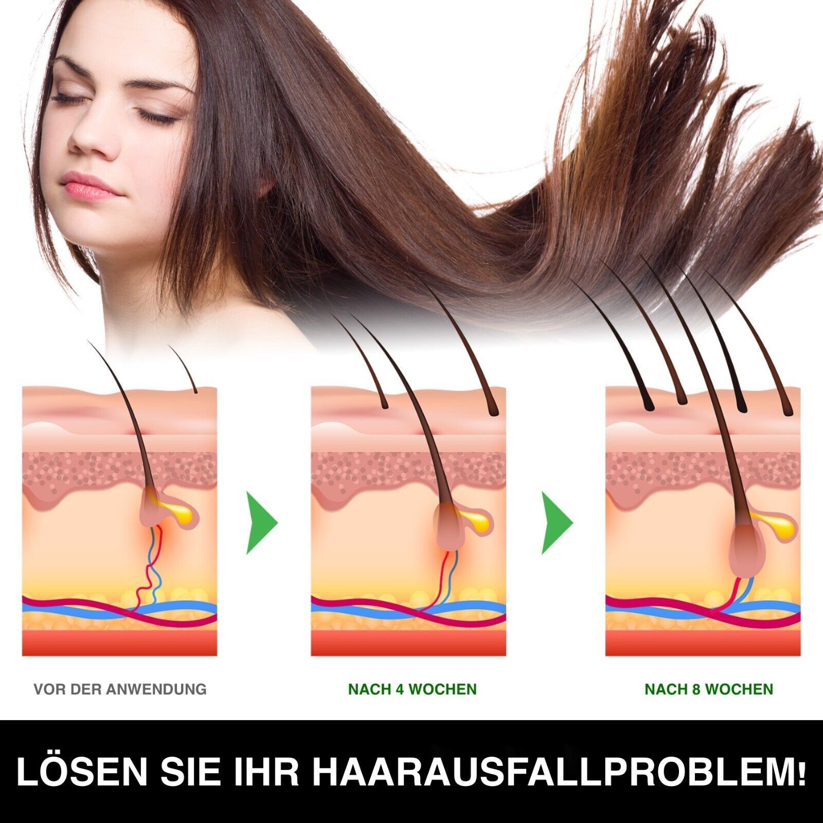 3-in-1 Pflege Shampoo mit Rizinusöl, Amlaöl und Schwarzkümmelöl für Haarwachstum