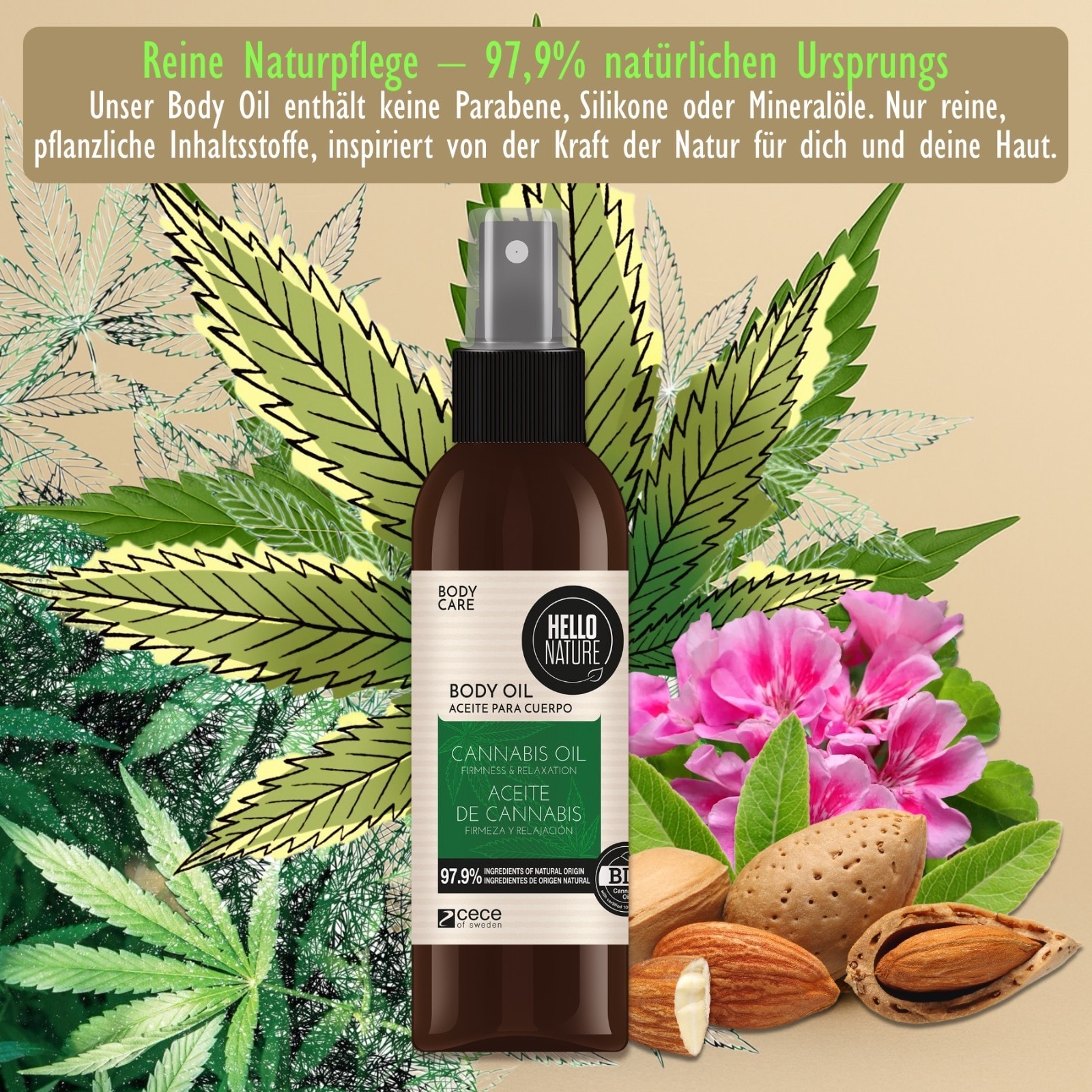 Hautöl Gesicht Body Öl Hanföl Cannabis Körperpflege Naturkosmetik Bio Vegan 130ml