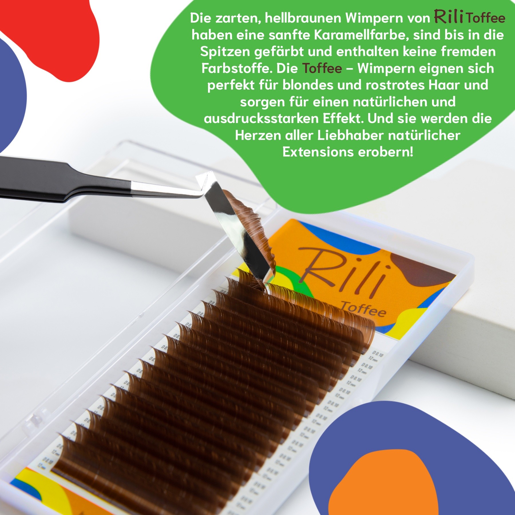 Wimpernverlängerung hellbraun Einzelwimpern Rili Toffee