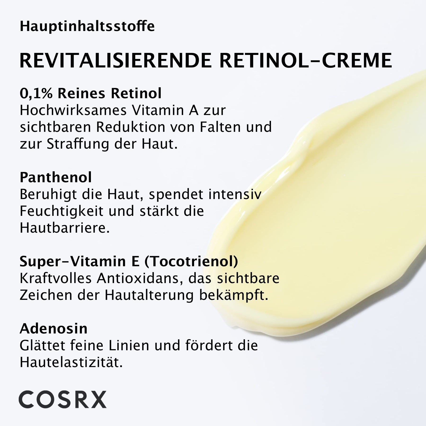 COSRX Retinol 0.1 Anti-Aging Gesichtscreme mit Hyaluronsäure