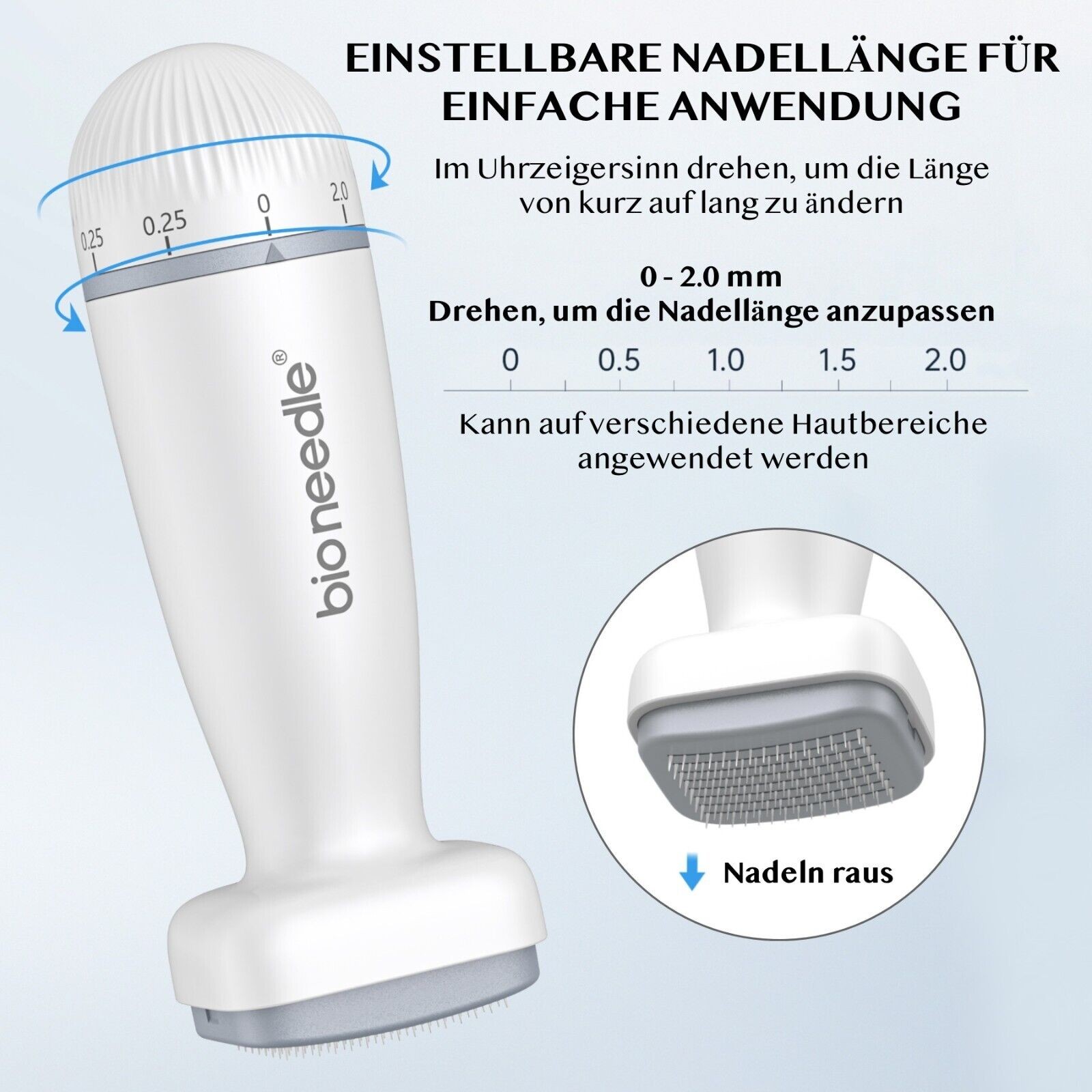 Dermapen Microneedling Mesoroller 120 Edelstall Nadeln Länge 0-2mm