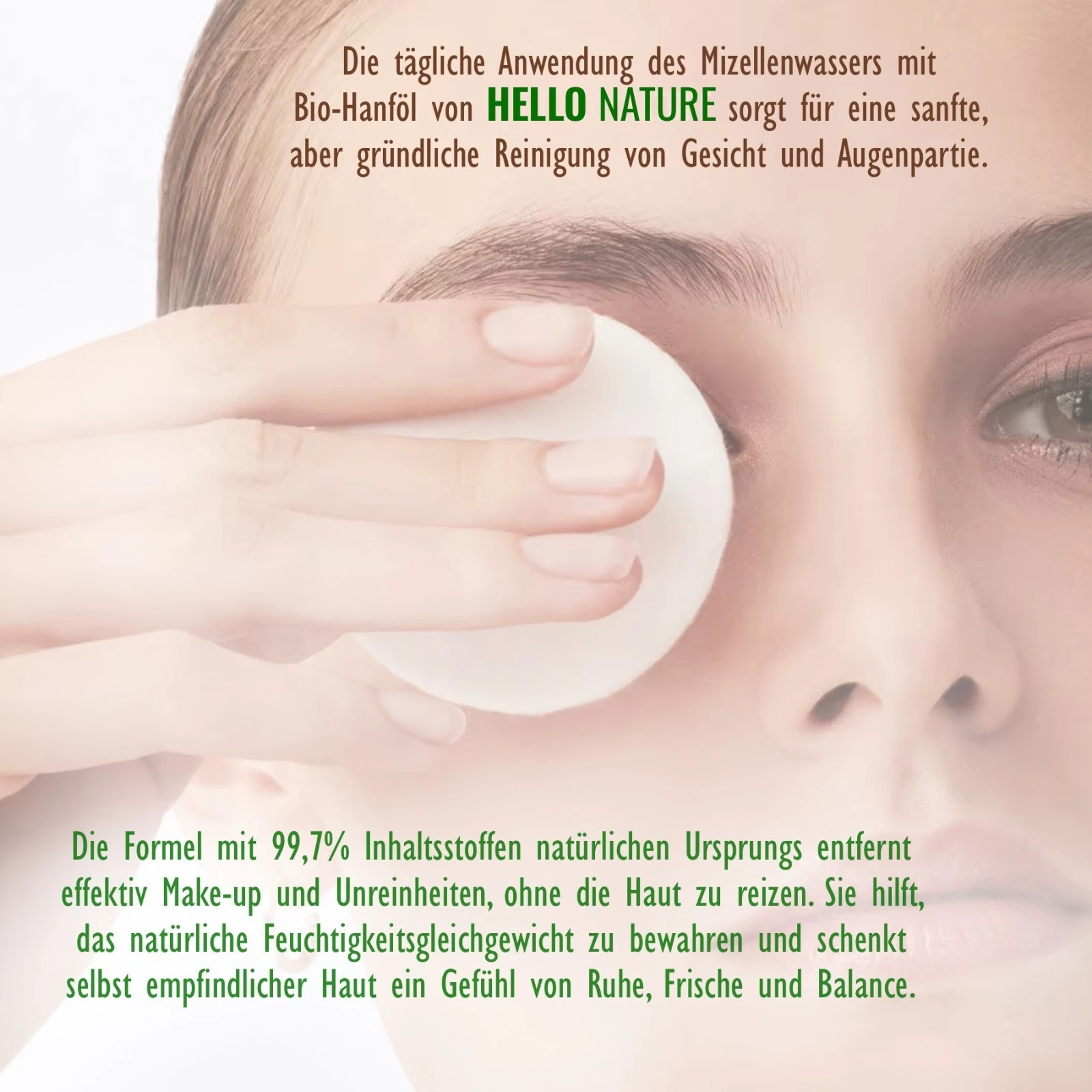 BIO Mizellenwasser mit Hanföl für sanfte Gesichtsreinigung 