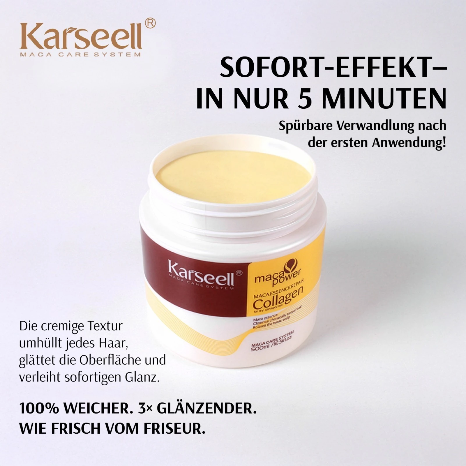 Haarmaske Haarpflege Haarspülung Haarkur mit Kollagen Arganöl Karseell 500ml 