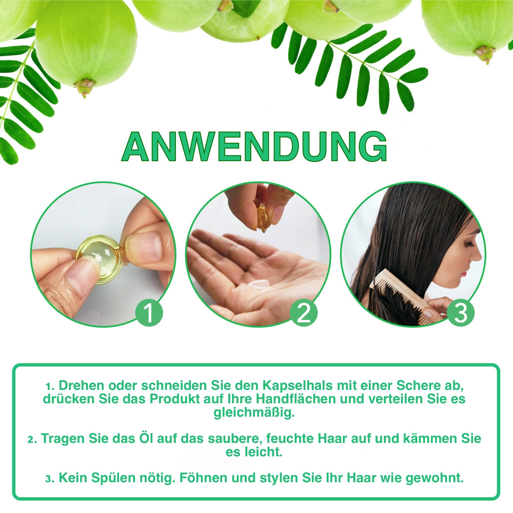 Bio Vegan Haarpflege Amla Öl mit Keratin in Kapseln 