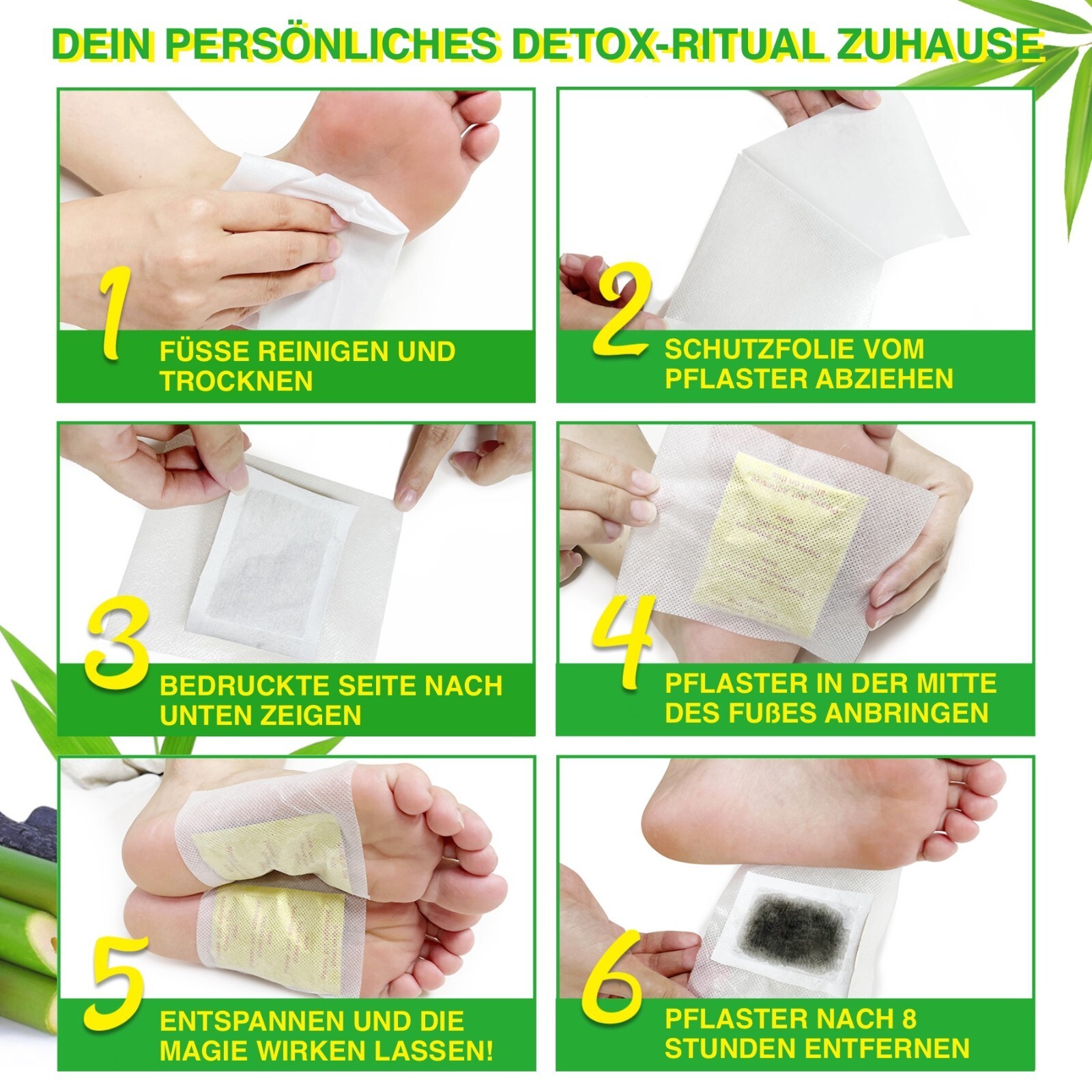 Detox Fußpflaster Bambusessig Ingwer Extrakt 