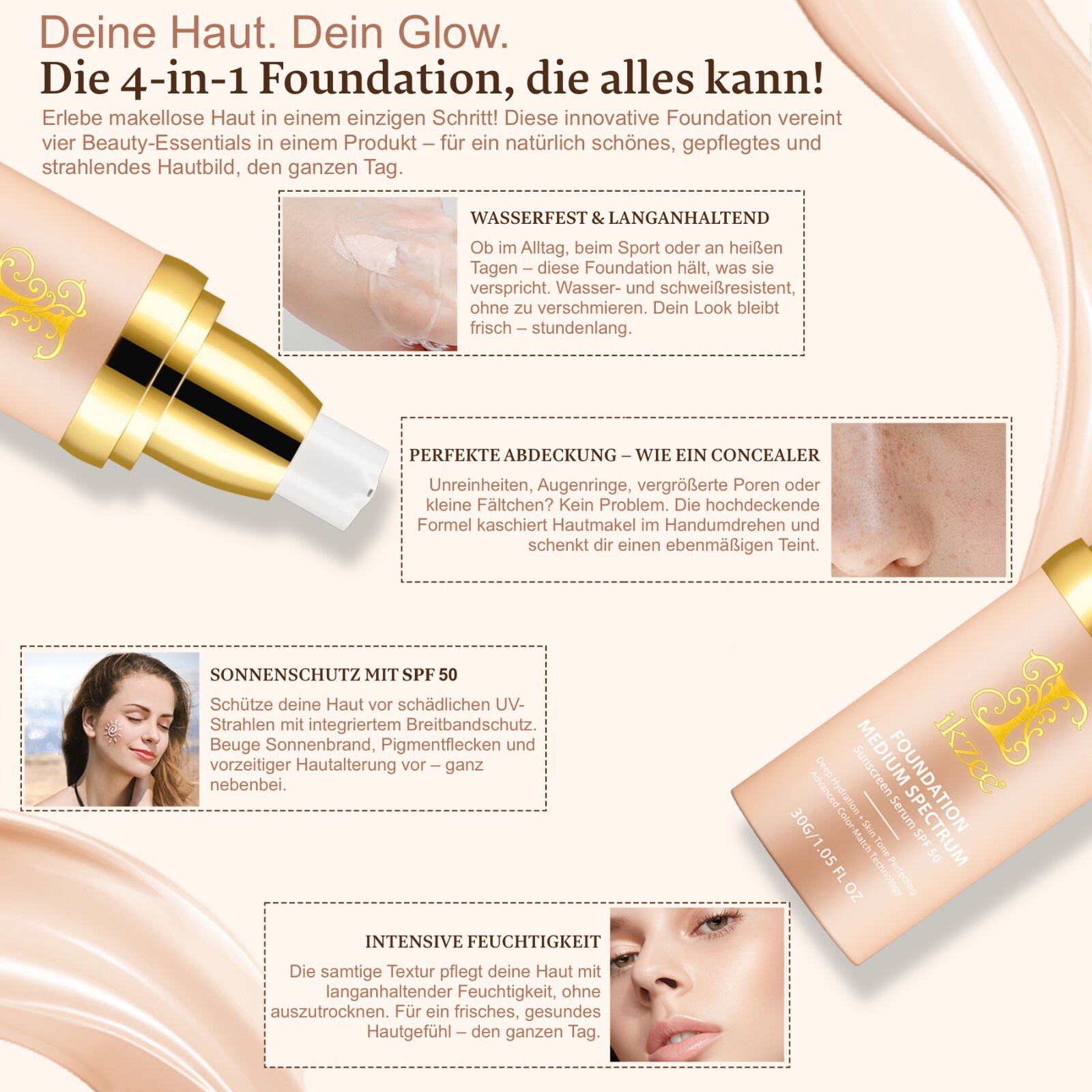 SPF50 Sonnenschutz  Foundation  Anti-Aging Serum