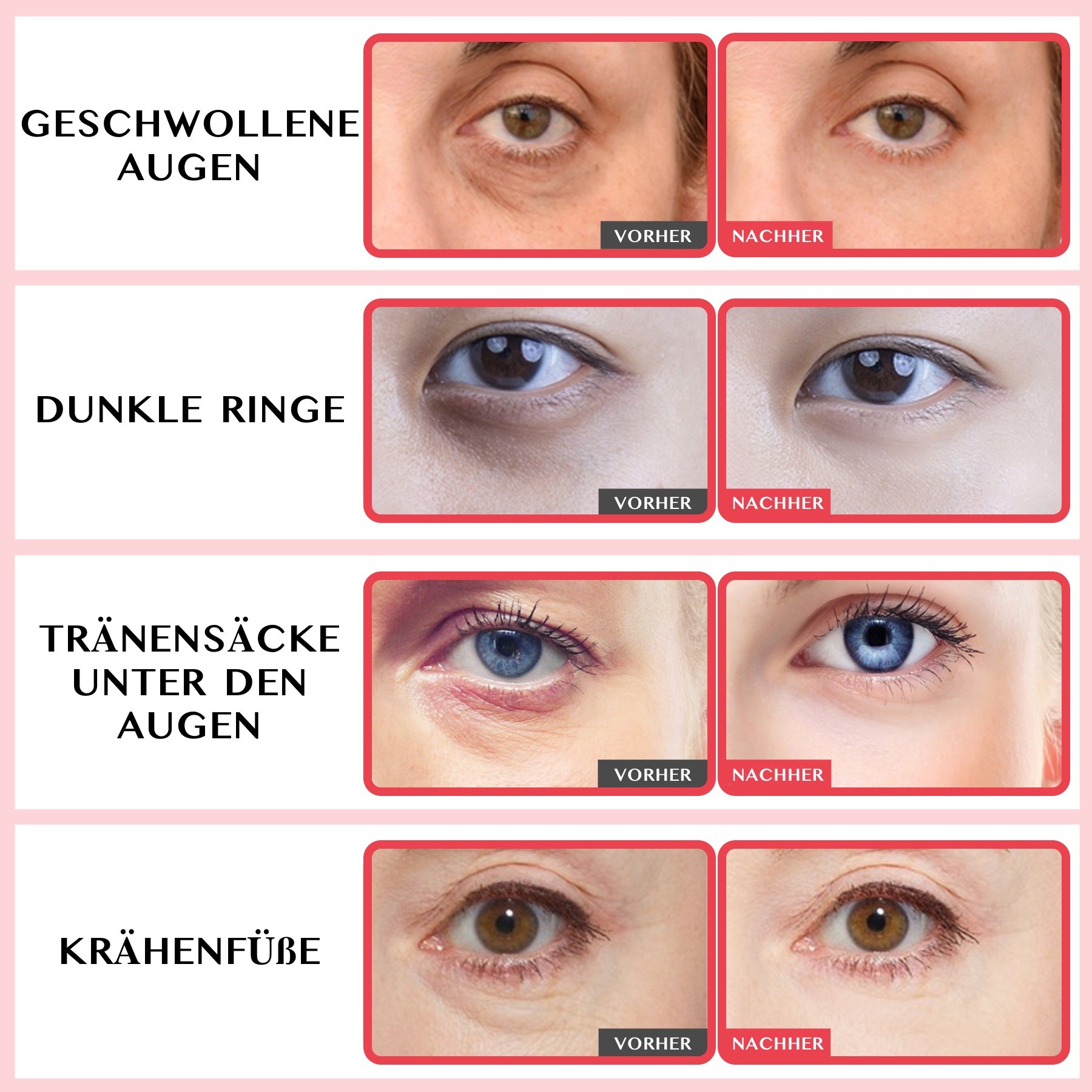 Augencreme Anti Aging Falten Augenpflege mit Retinol Kollagen Hyaluronsäure
