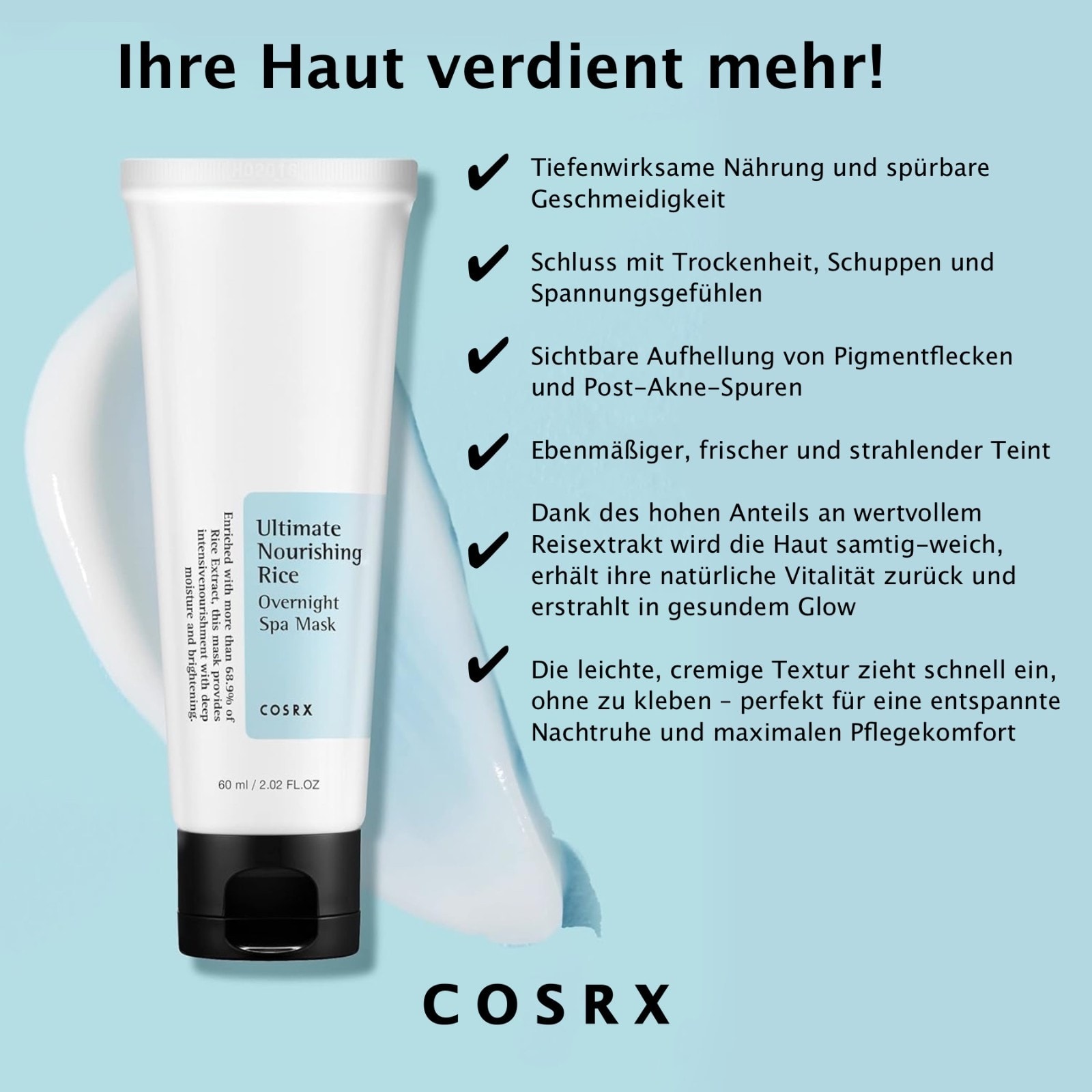 Gesichtsmaske Feuchtigkeitscreme COSRX Ultimate Nourishing Rice Spa Mask Vegan