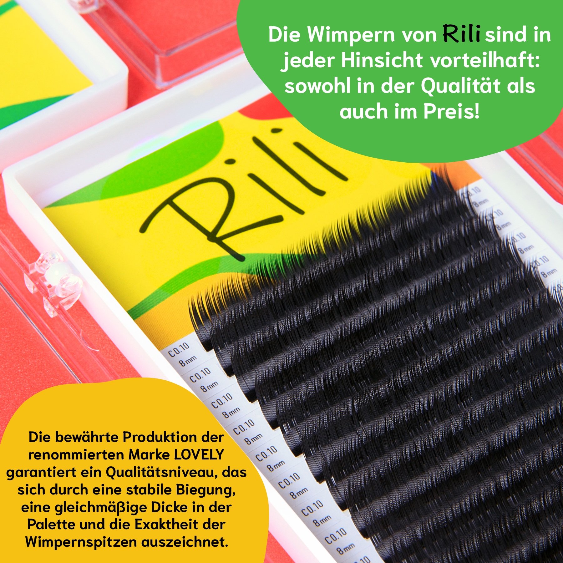 Wimpernverlängerung schwarze Einzelwimpern Rili 