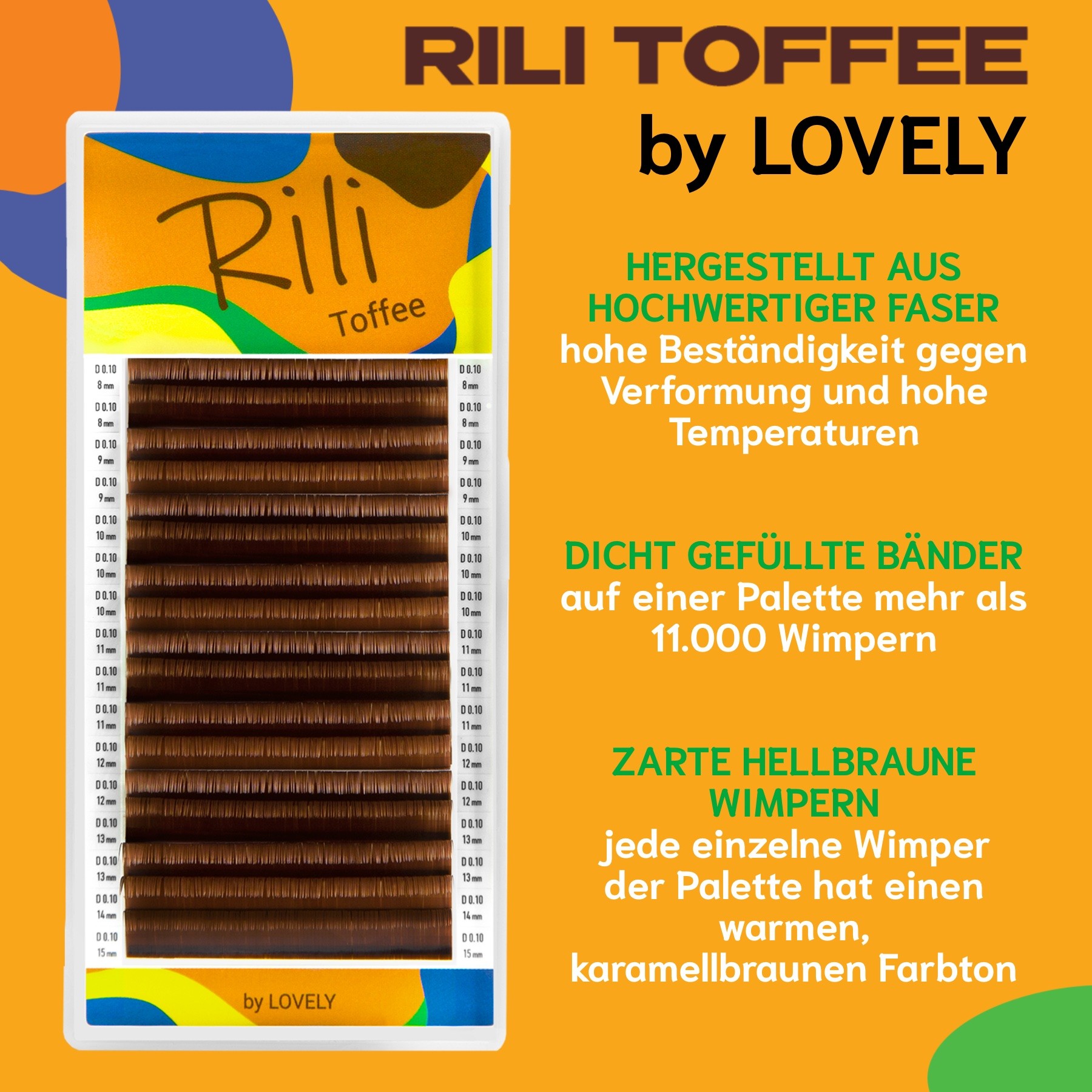 Wimpernverlängerung hellbraun Einzelwimpern Rili Toffee