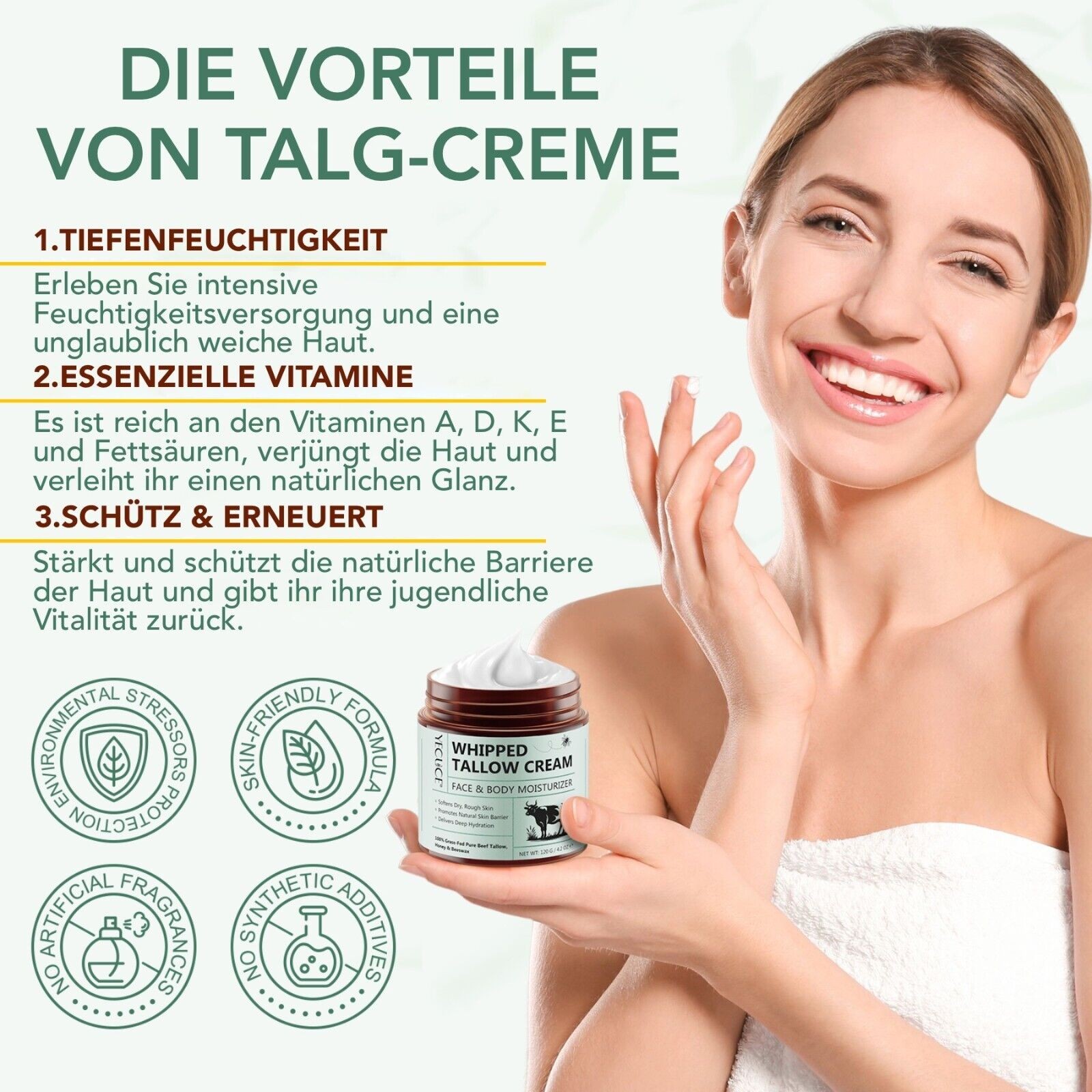 Rindertalg Honig Gesicht Creme