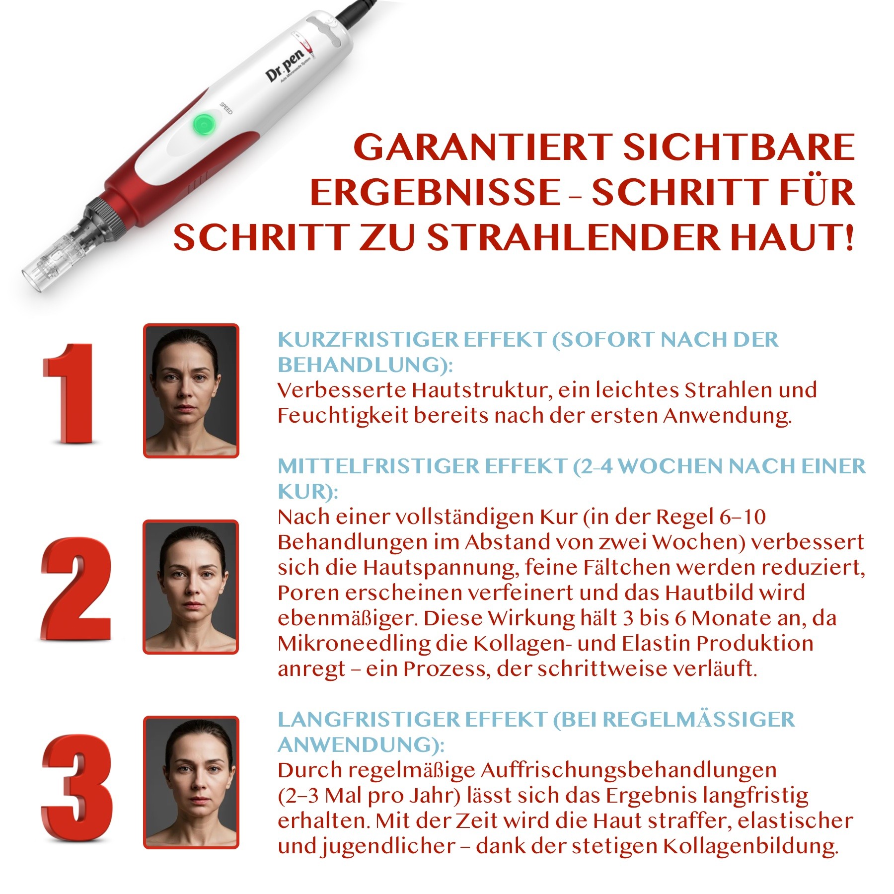 Derma Pen Microneedling Dermapen Anti-Aging Anti Falten Gerät 