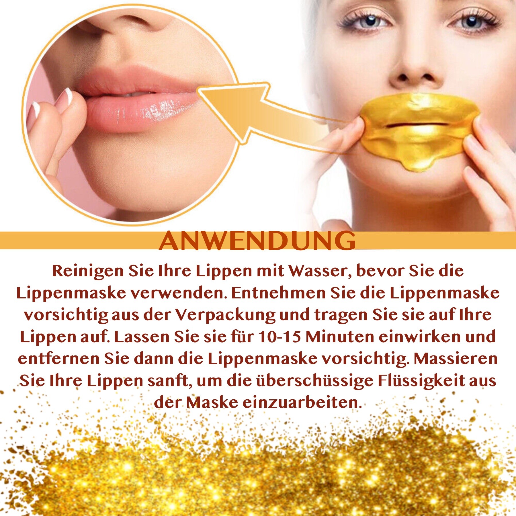 Crystal Collagen Gold Set Gesichtsmaske Augenpads Essenz Serum Lippen Maske 24K