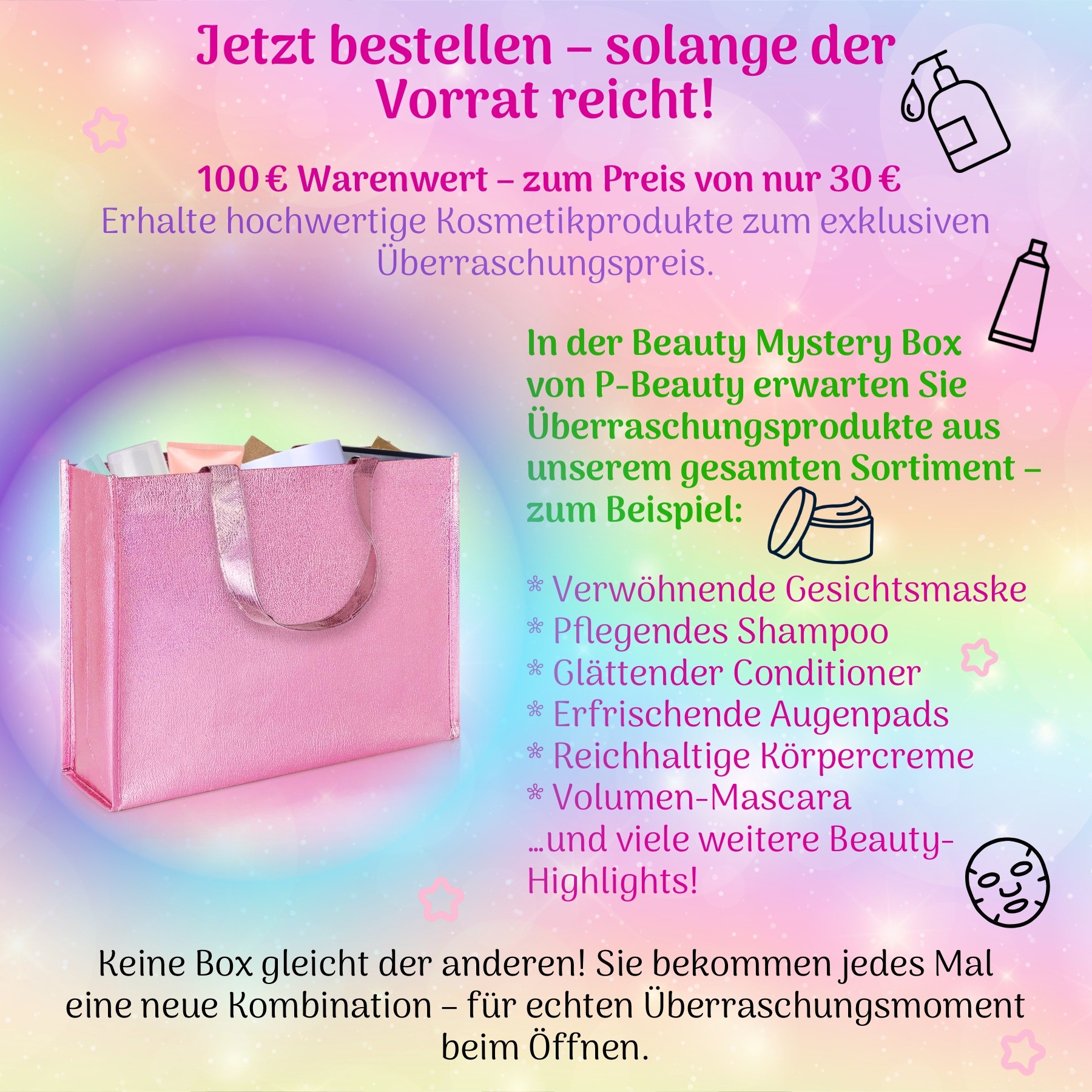 Geschenk Box Pflege Überaschung Set Geschenkset Damen Beauty für 30€ statt 100€