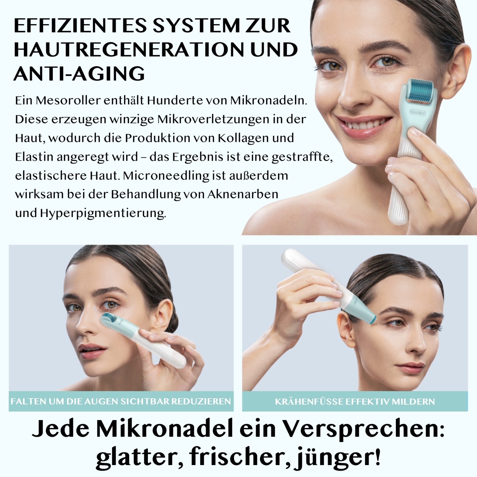 Derma Bio Roller Dermaroller Microneedling Gesichtspflege Hautpflege 10 in 1 Set