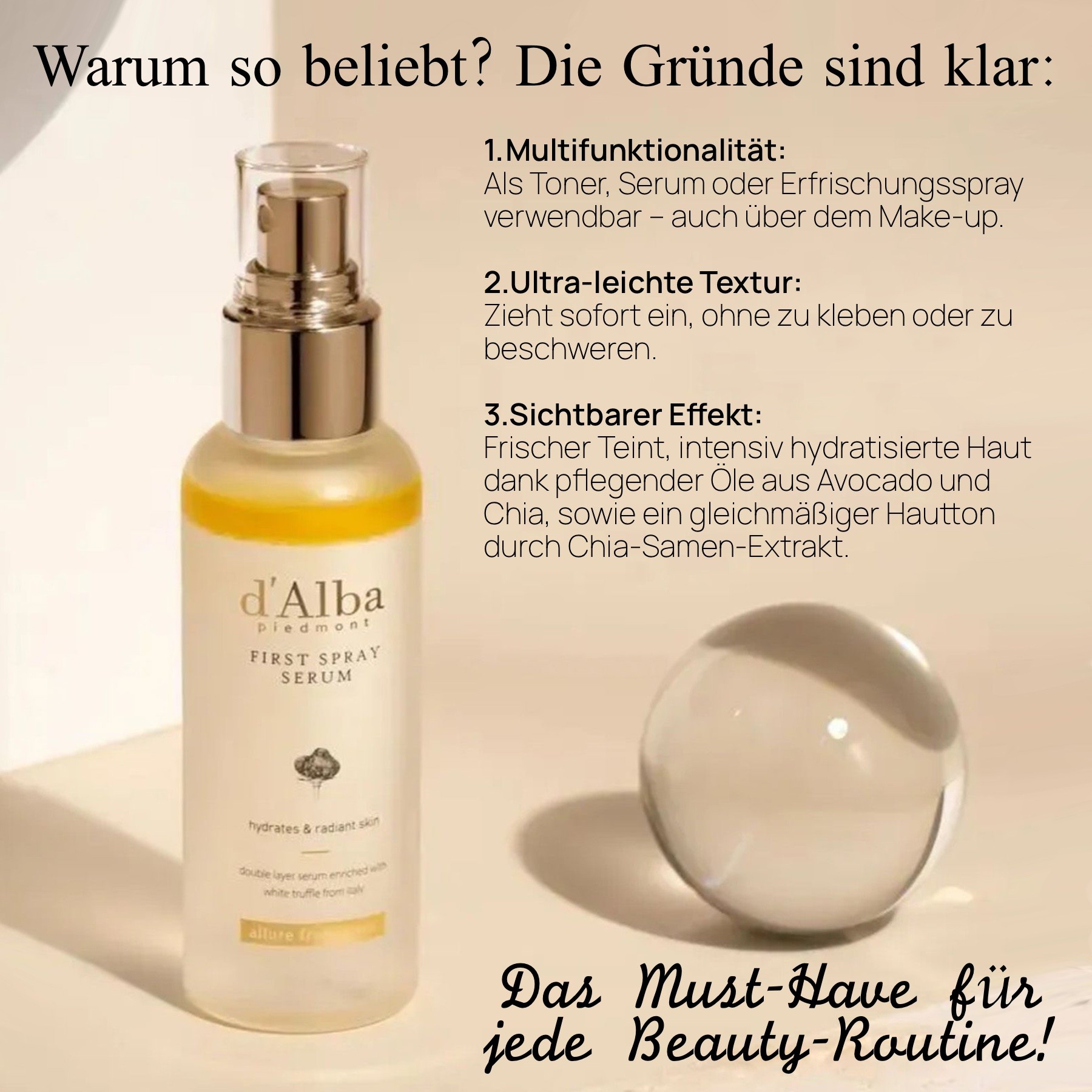 d’Alba First Spray Serum Glow Anti-Aging Feuchtigkeit Gesichtsspray 