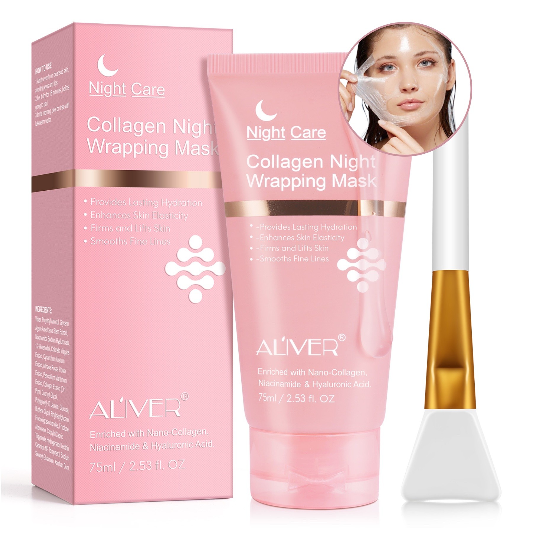 Collagen Nachtmaske Night Wrapping Mask mit Pinsel