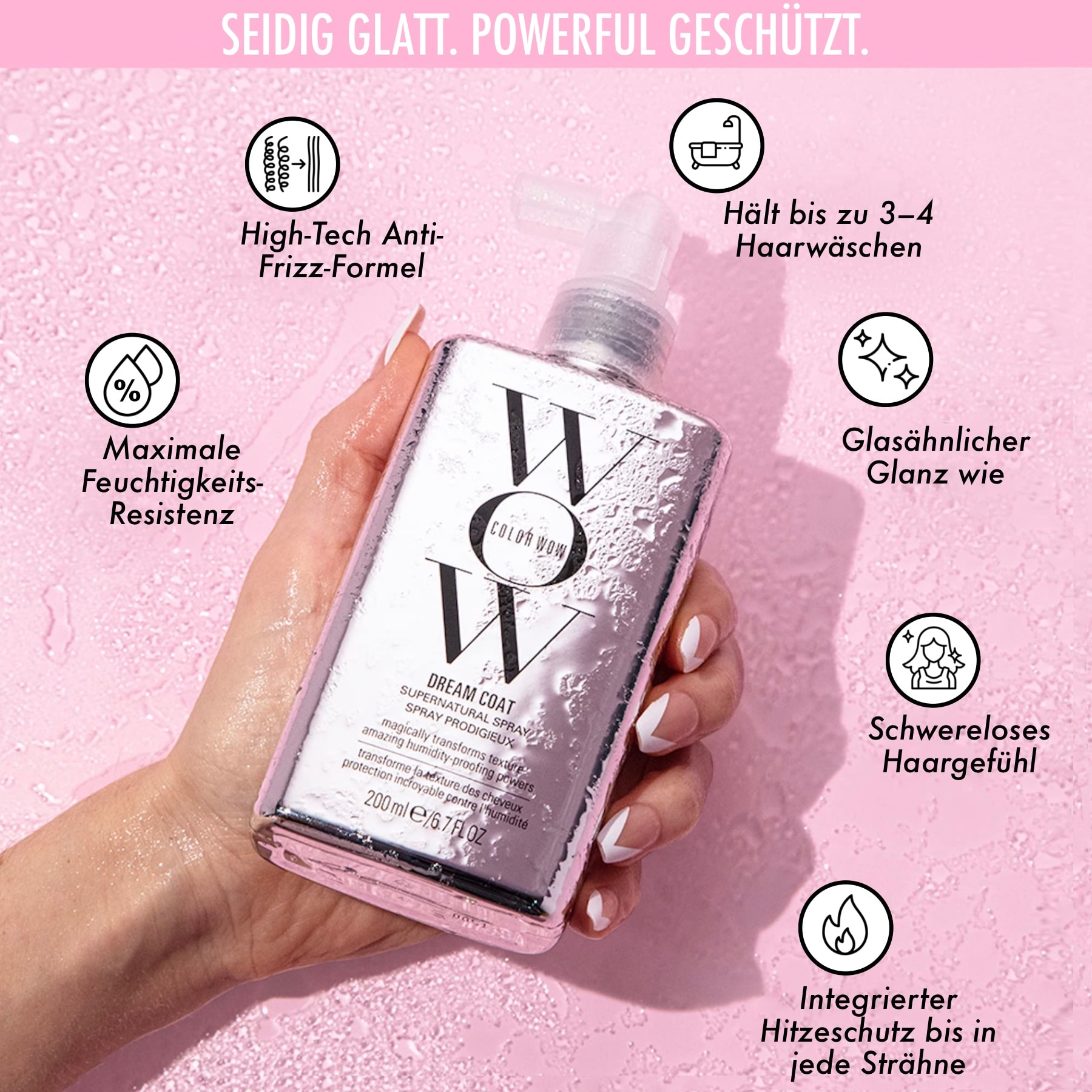 Anti-Frizz Glanzspray – Wow Dream Coat Hitzeschutz für Haare