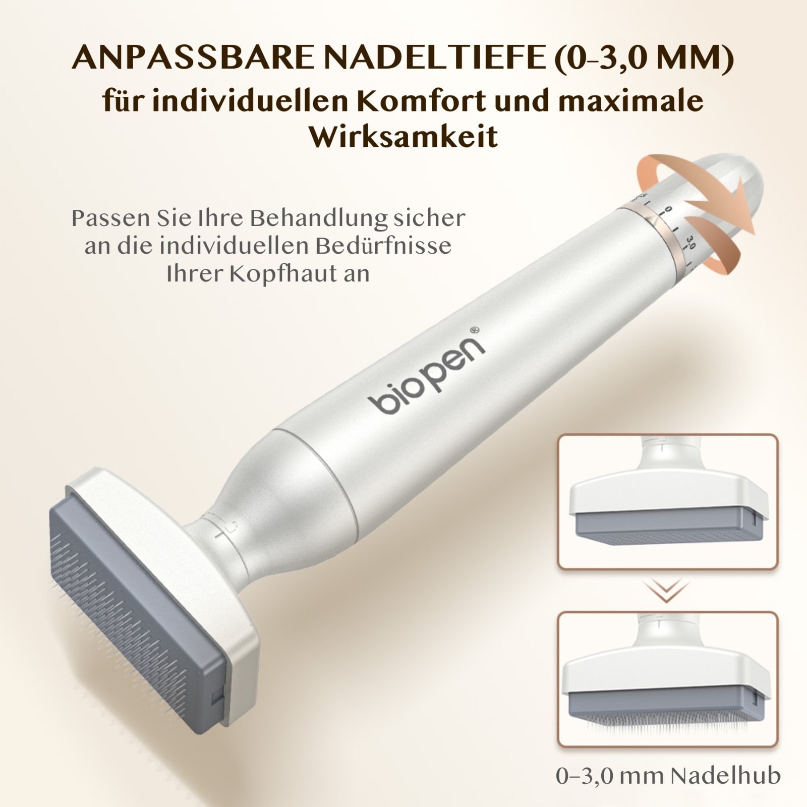 Derma Stamp Mesoroller Microneedling Dermapenn  BIOPEN BIO4 2 Aufsätze Edelstall Nadeln 0-3mm