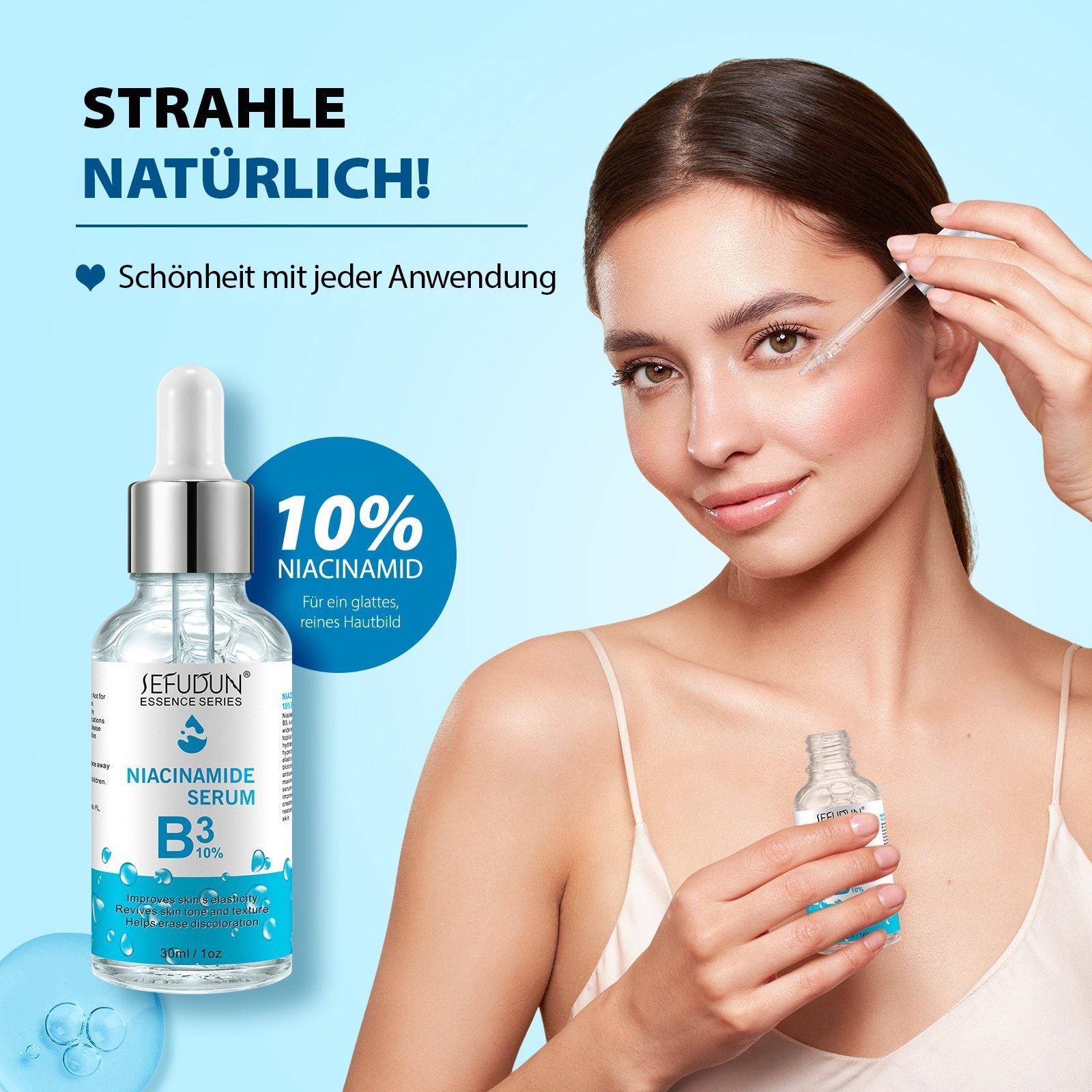Gesichtsserum Niacinamide Hyaluronsäure B3 10% Haut Face Serum Microneedling 30ml