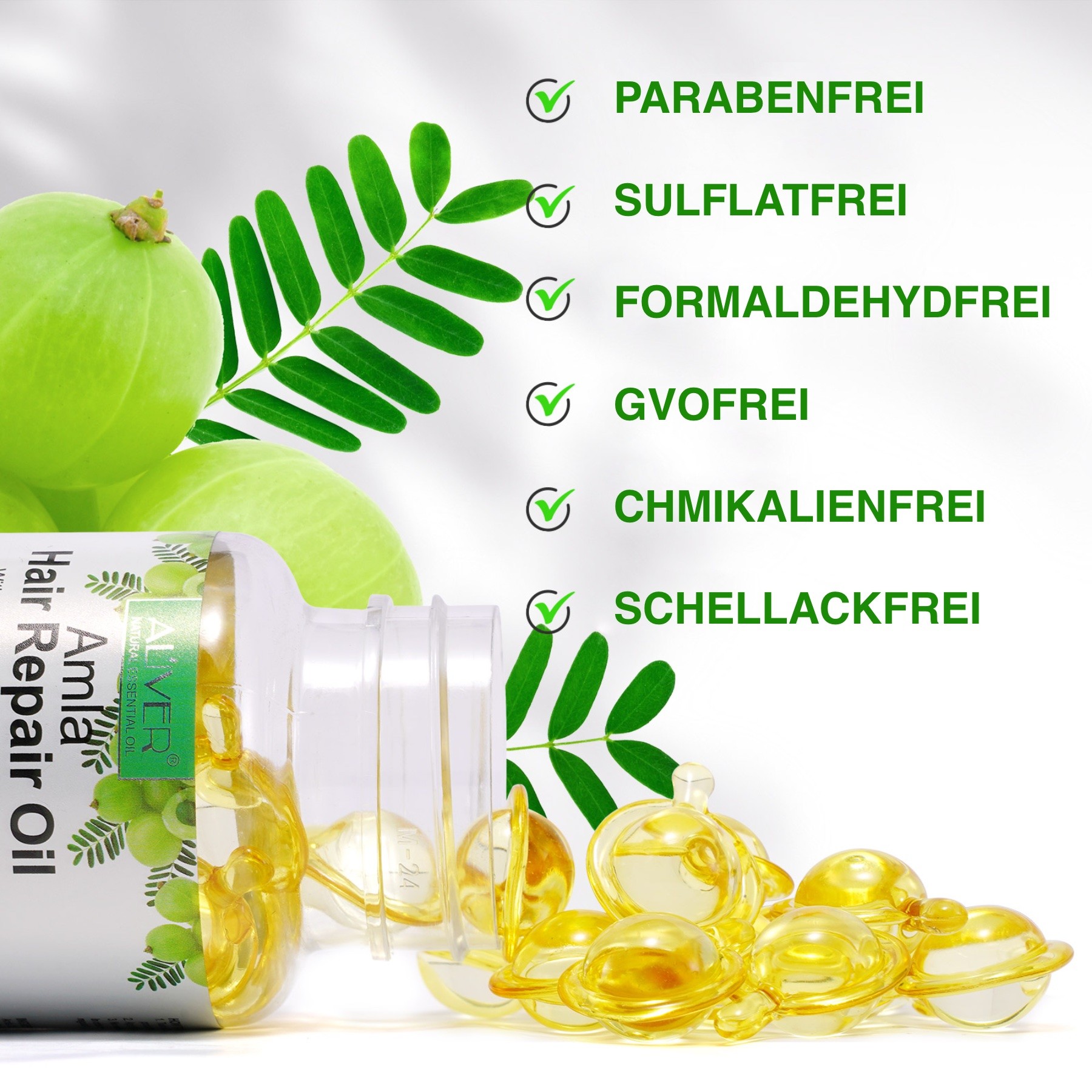 Bio Vegan Haarpflege Amla Öl mit Keratin in Kapseln 