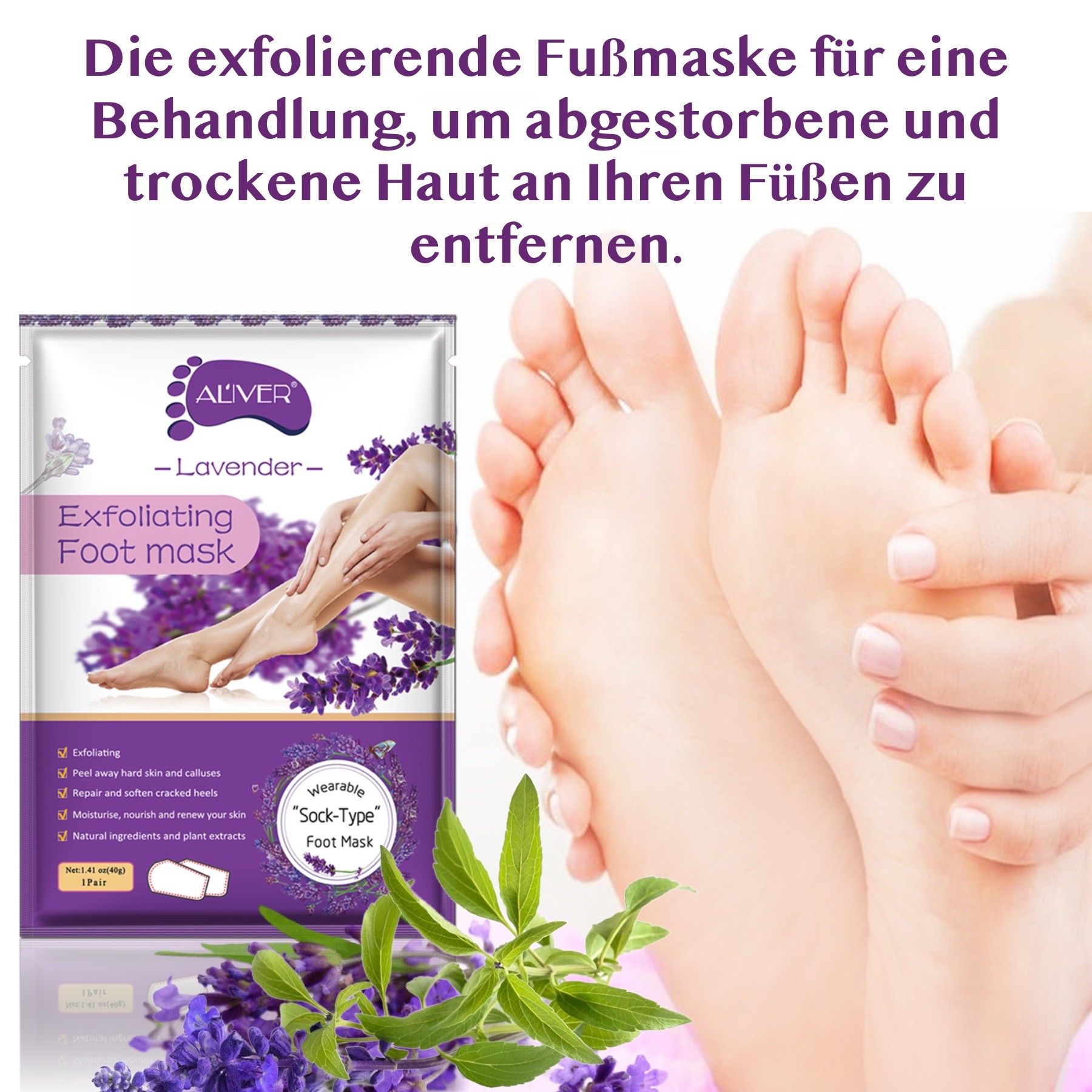 Lavendel Fusspeeling Socken  