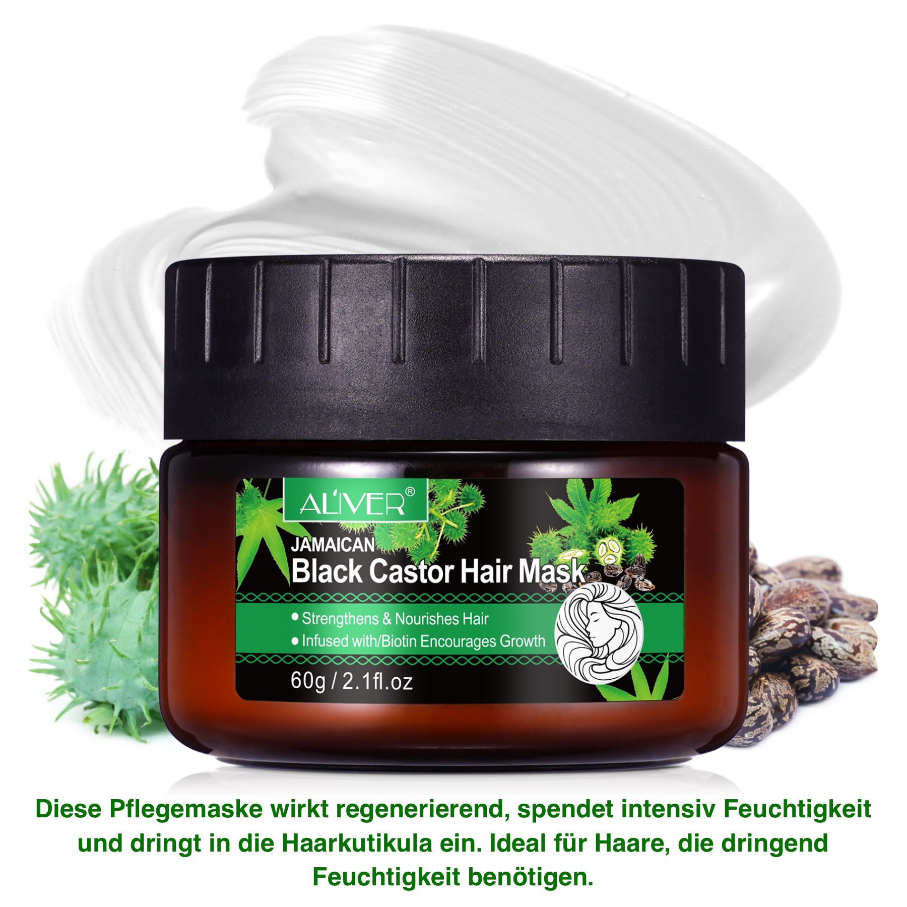 Bio Vegan Rizinus Haarmaske für trockenes Haar 