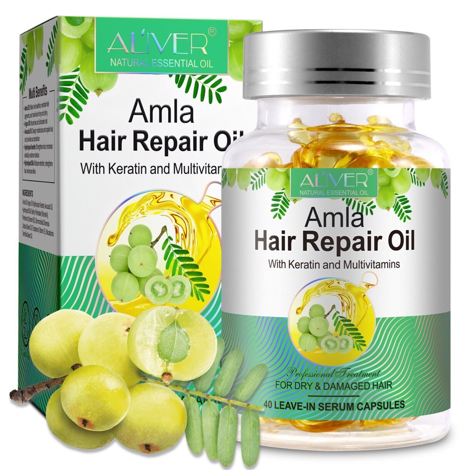 Bio Vegan Haarpflege Amla Öl mit Keratin in Kapseln 