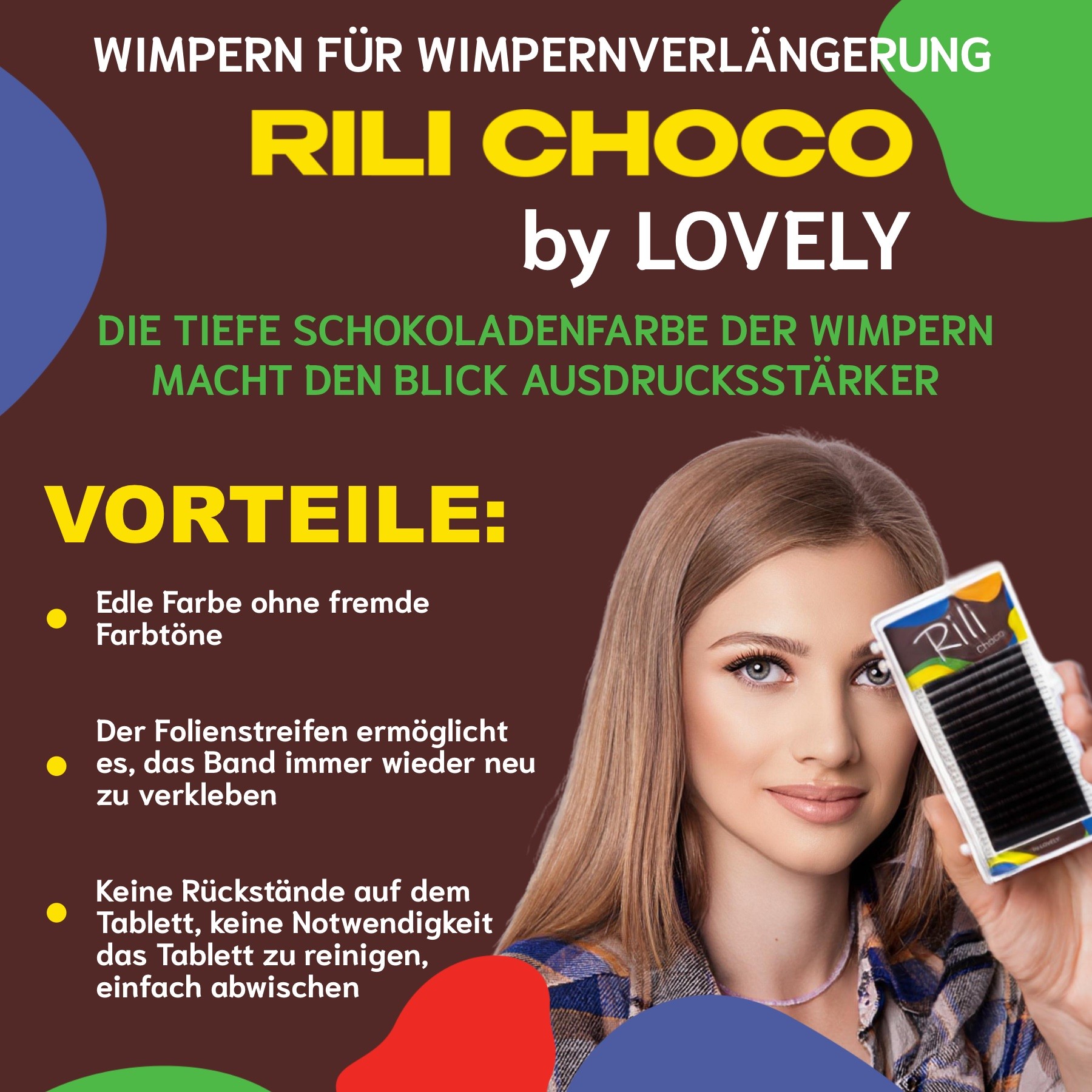 Wimpernverlängerung dunkel braune Einzelwimpern  Rili Choco