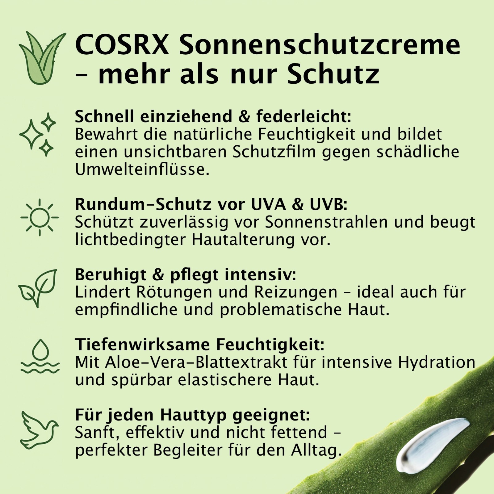 COSRX Sonnencreme mit Aloe Vera Soothing Sun Cream SPF 50+