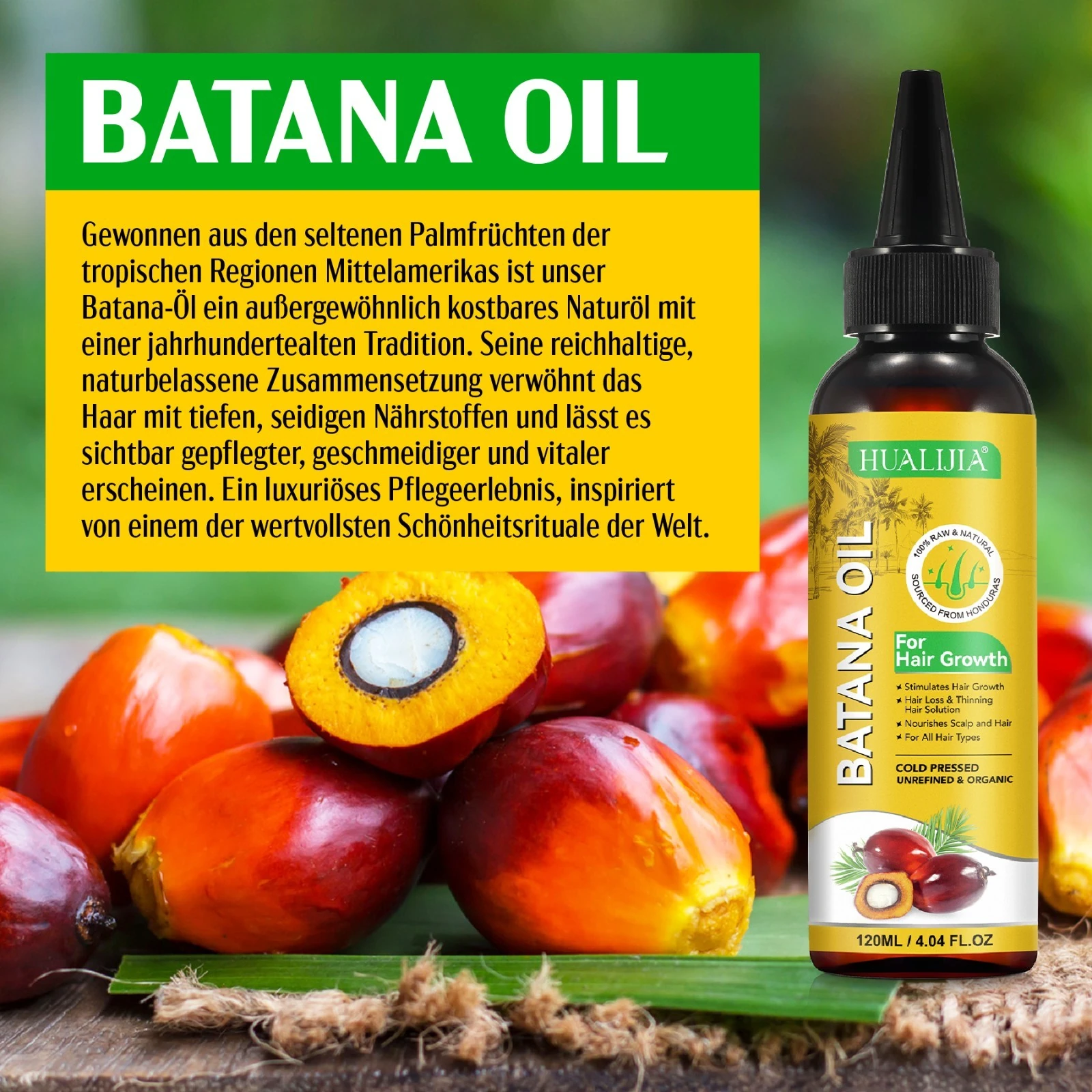 Batana Öl für Haarpflege, Wimpern und Augenbrauen 