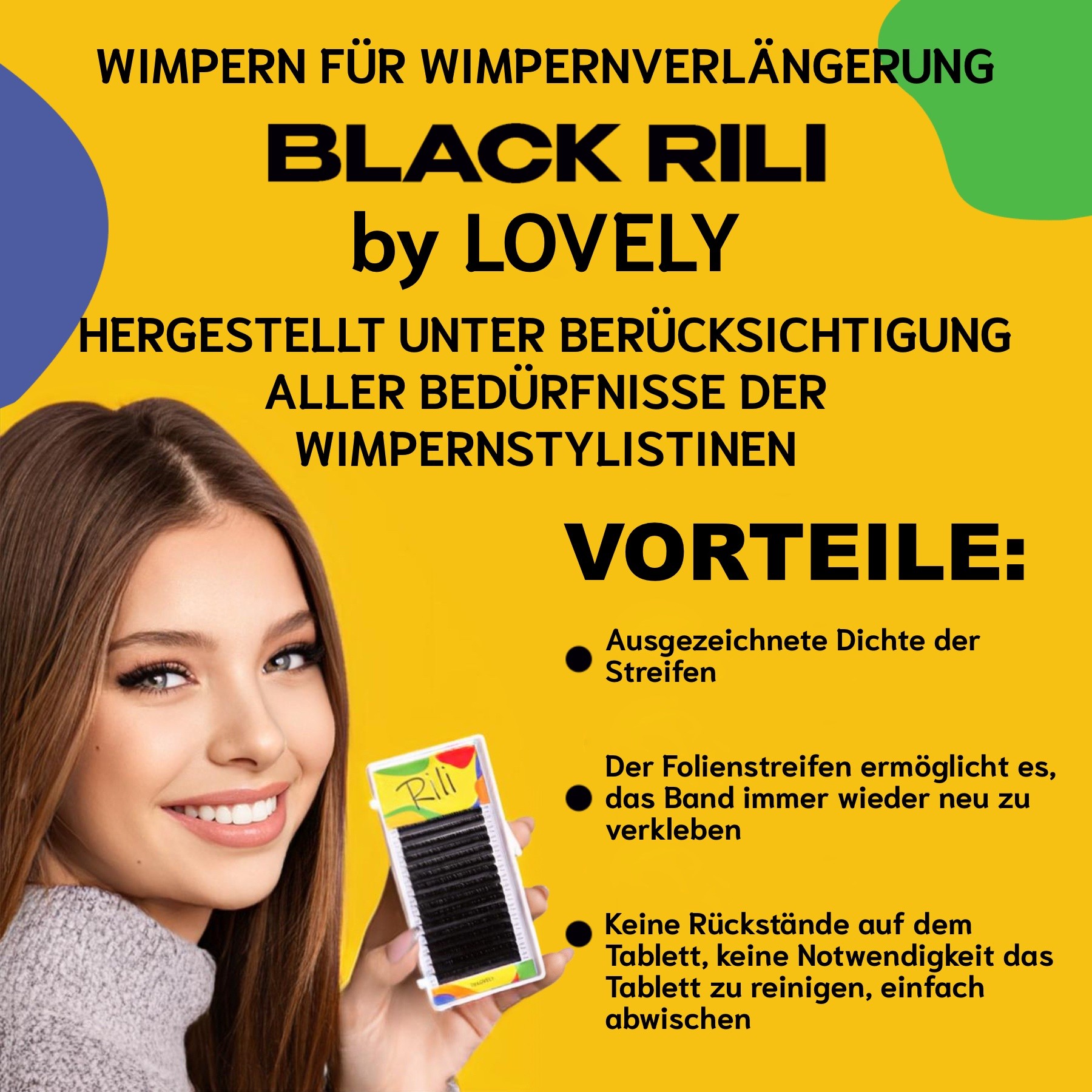 Wimpernverlängerung schwarze Einzelwimpern Rili 