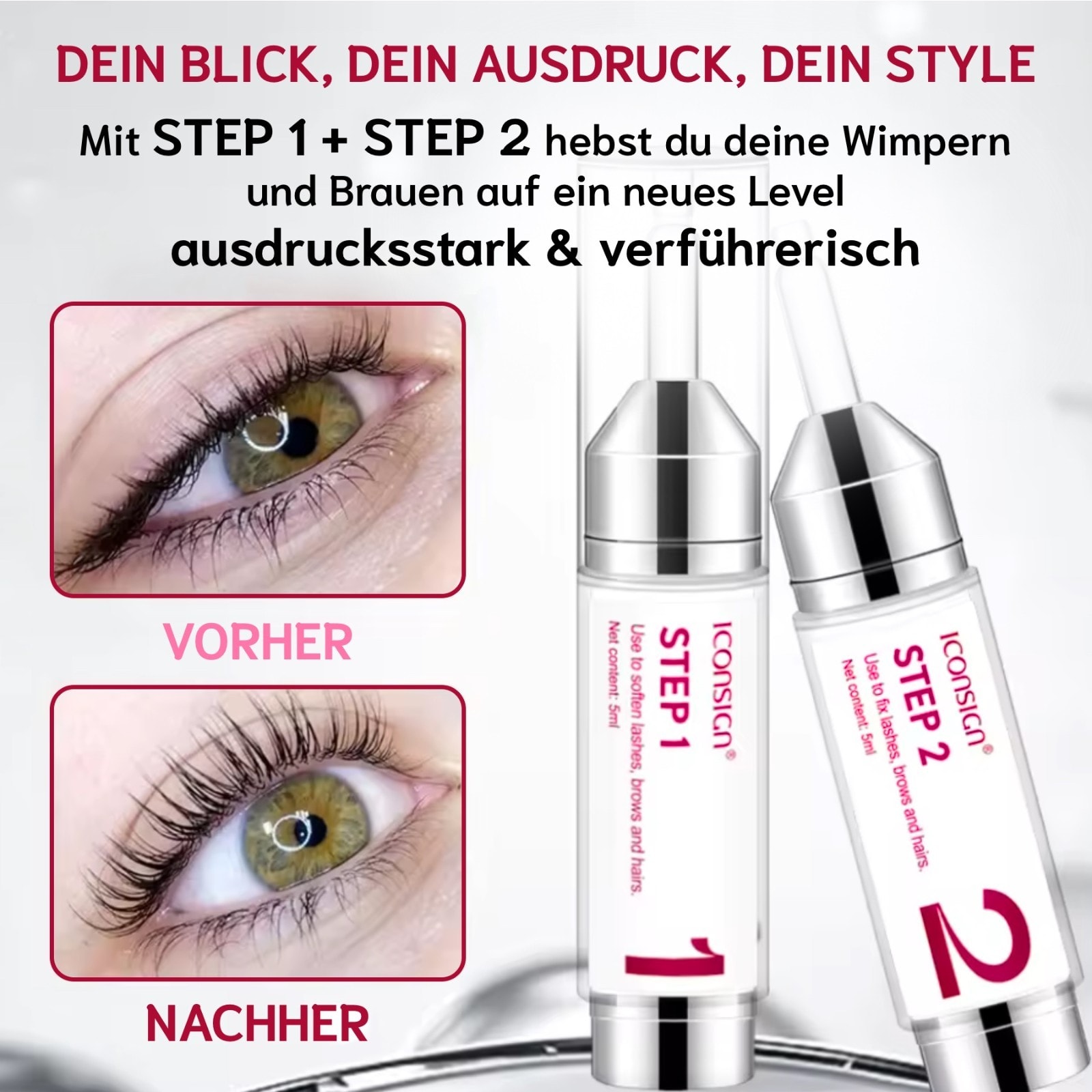 Iconsign Wimpernlifting Augenbrauenlifting Set Lash Lift Kit mit Pflanzenextrakt