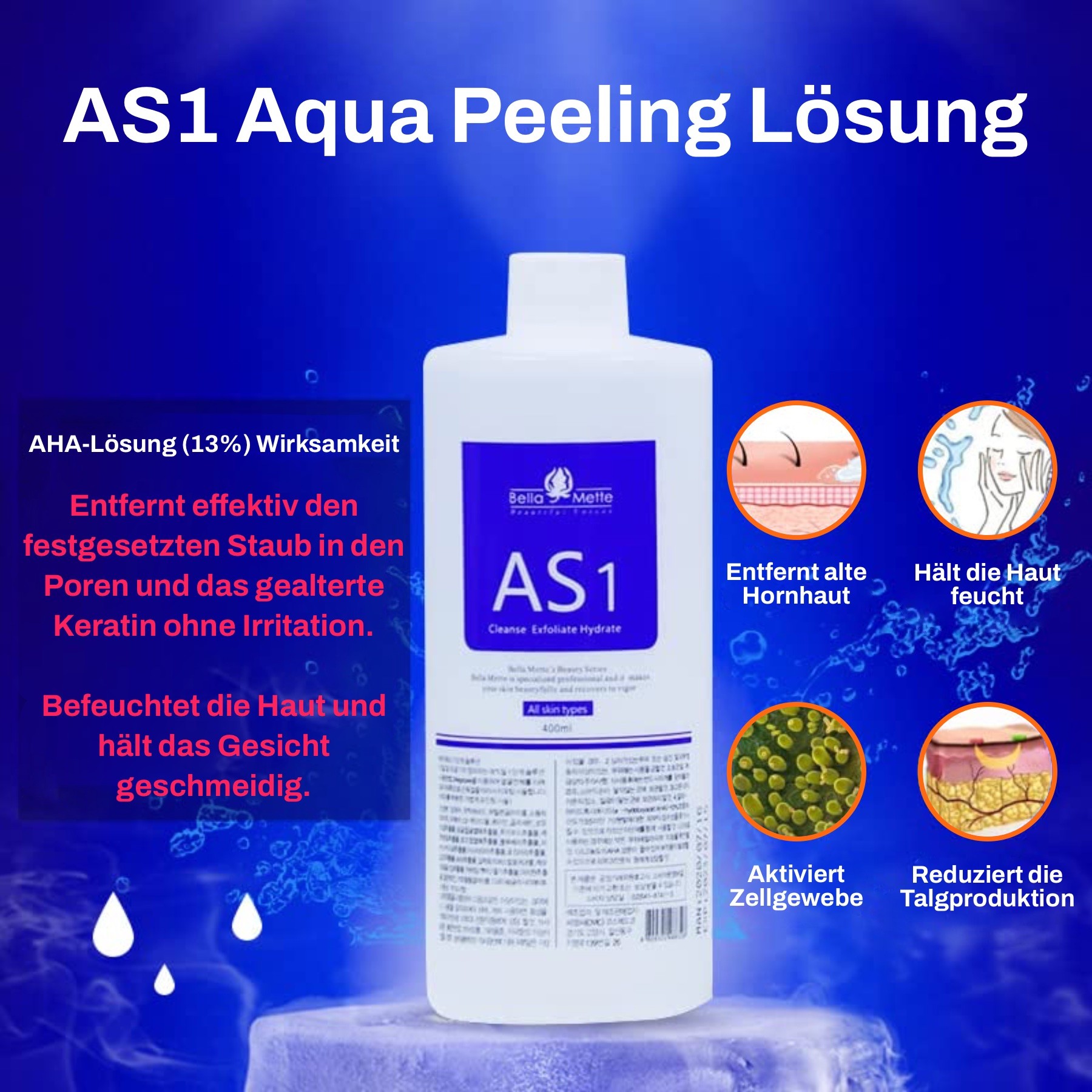Aquafacial Lösung Solution Aquafacial Hautpflege Dermabrasion Gesichtsreinig 400ml