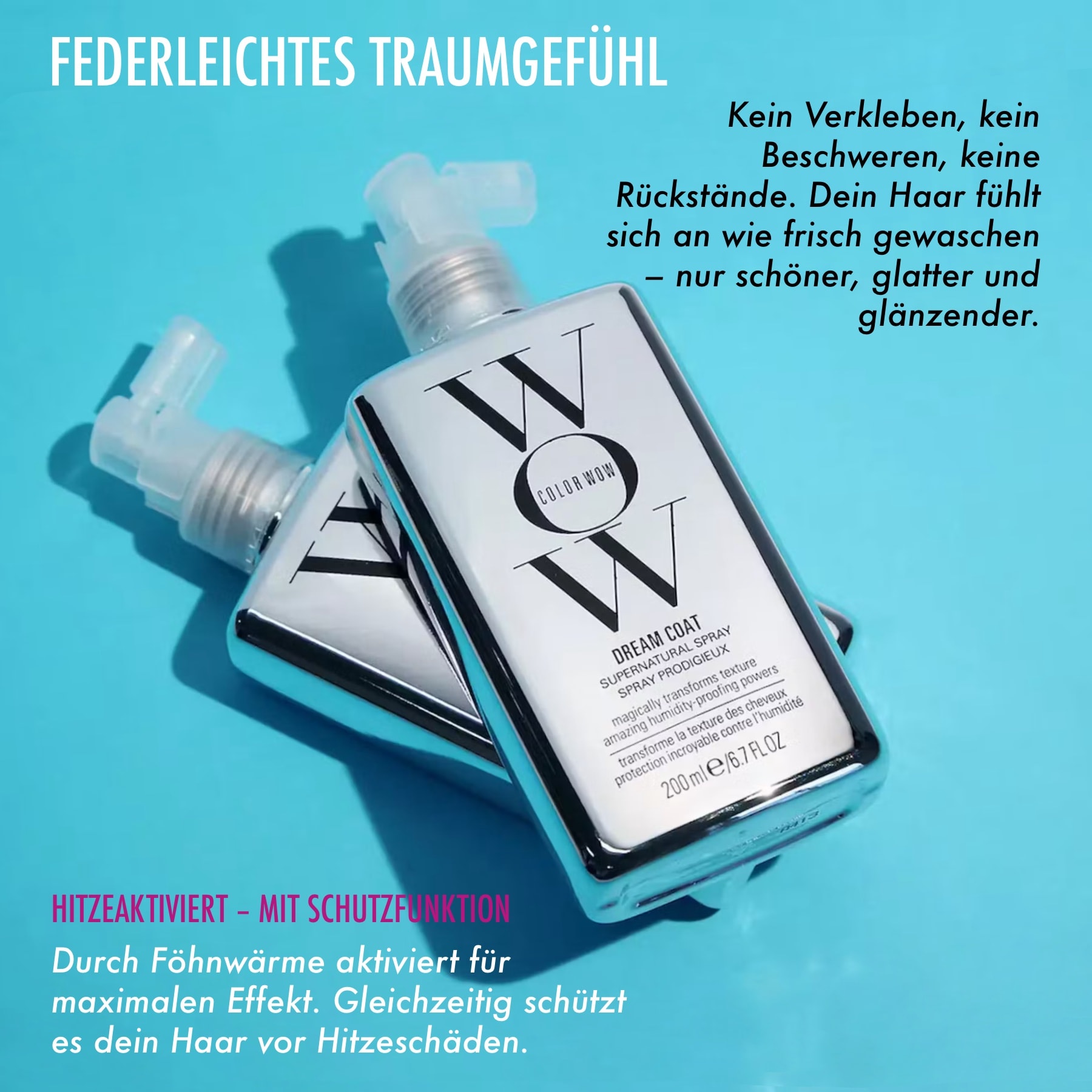 Anti-Frizz Glanzspray – Wow Dream Coat Hitzeschutz für Haare