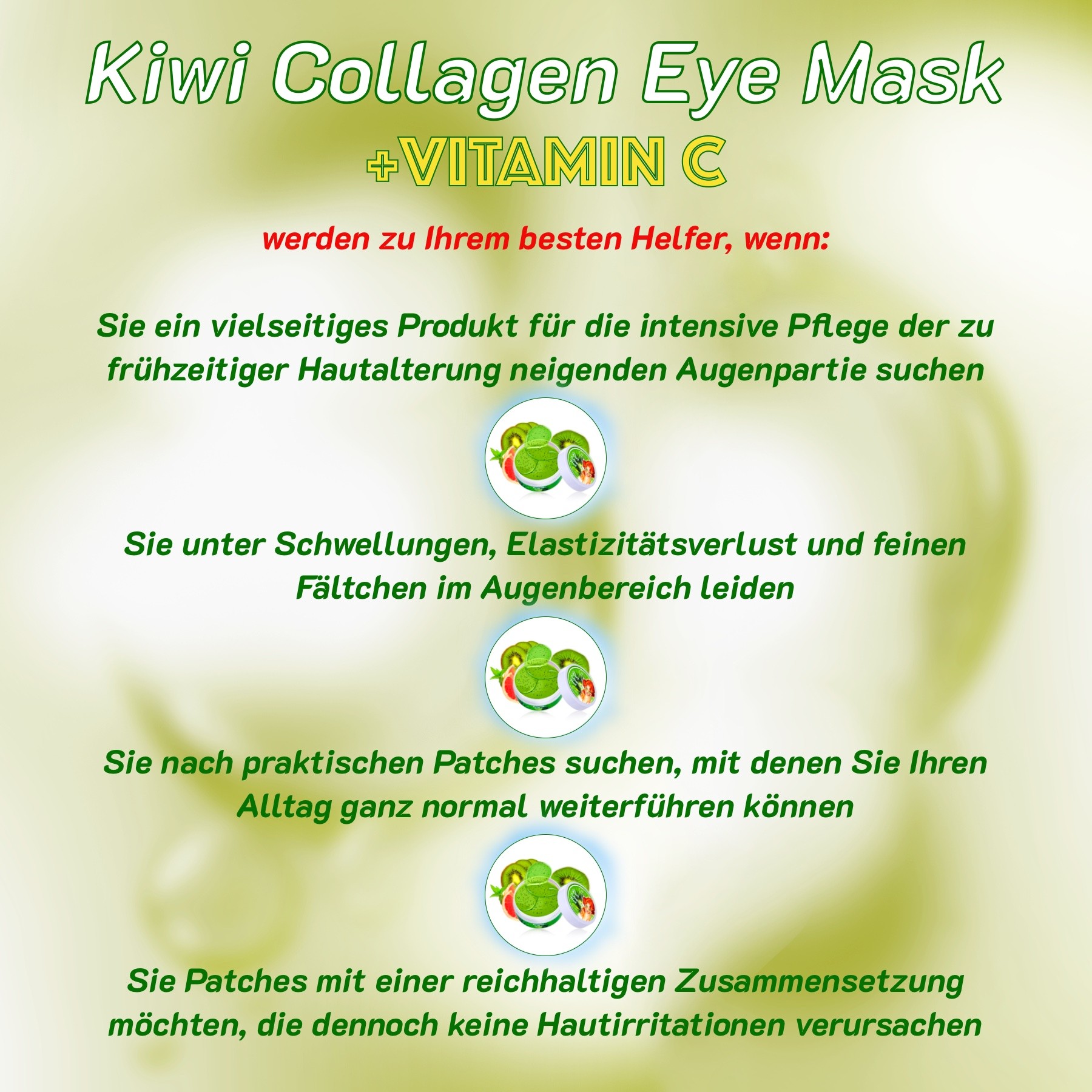  Anti-Aging Kollagen Kiwi Augenpads gegen Augenringe 