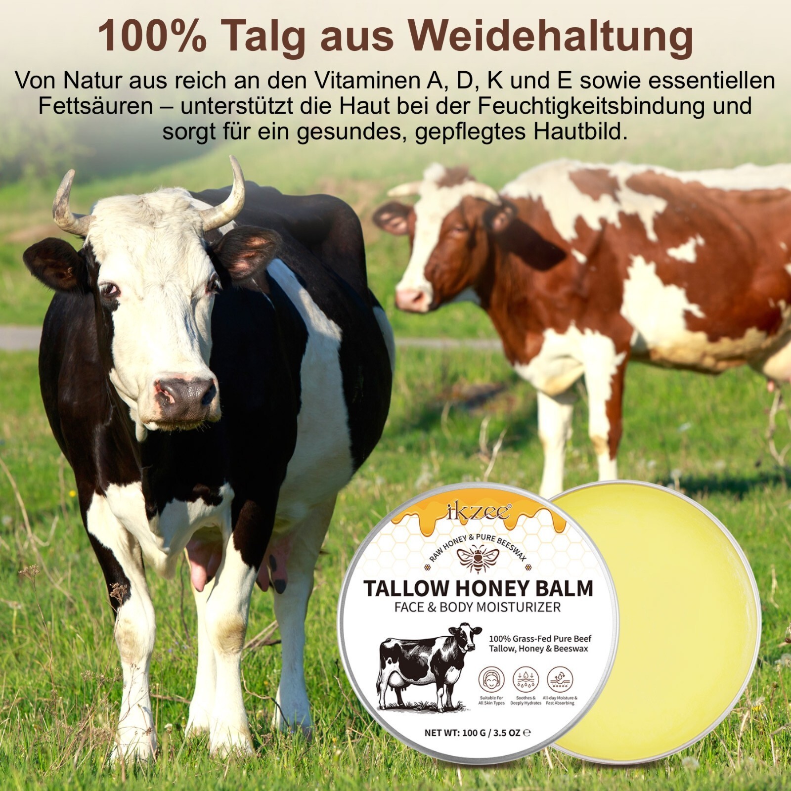 Rindertalg mit Honig Hautpflegecreme 