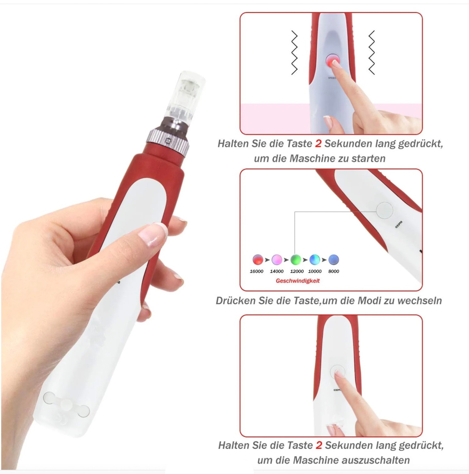 Derma Pen Microneedling Dermapen Anti-Aging Anti Falten Gerät BB mit 12 Nadeln