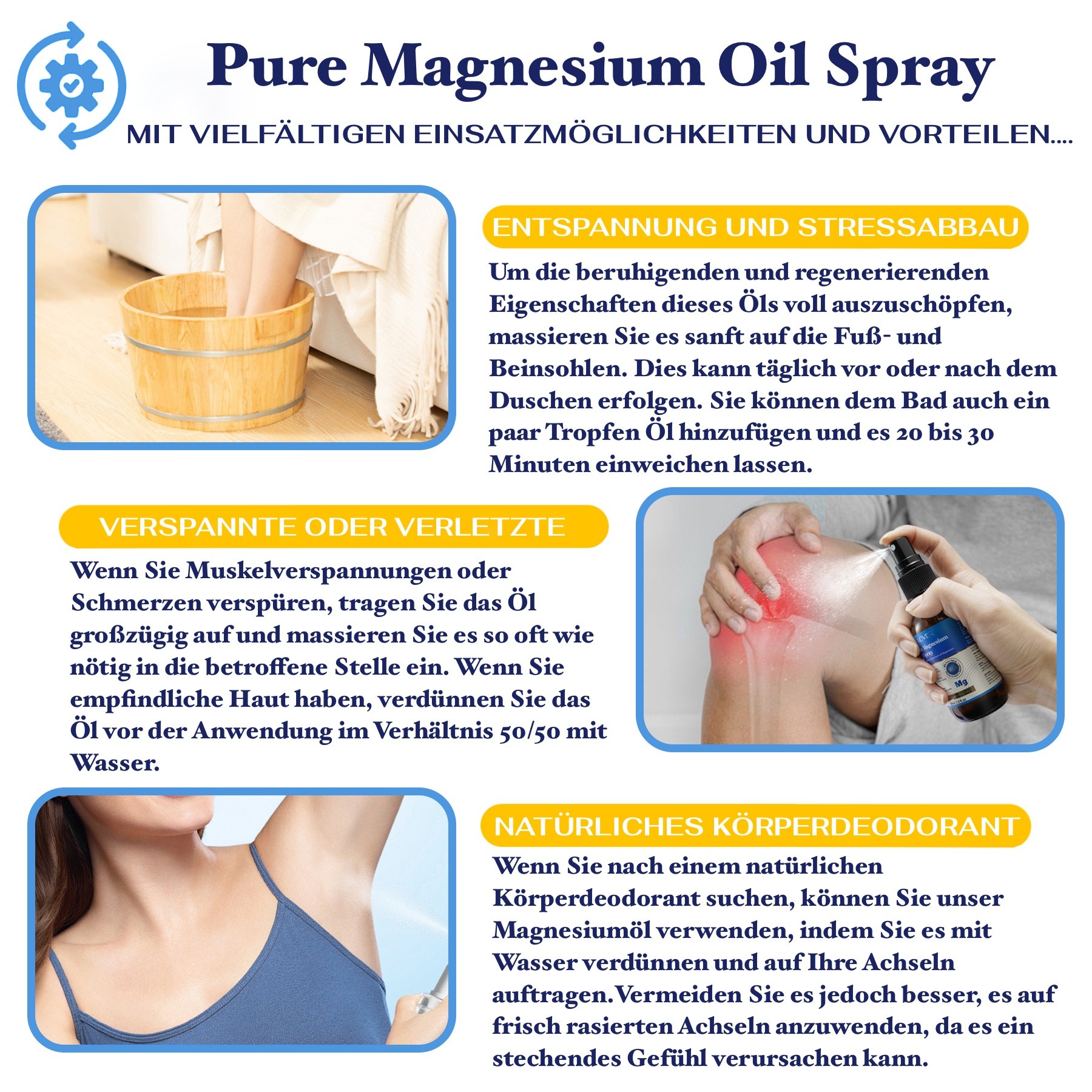 Pure Magnesium Oil Spray für Sport Muskel Entspannung 