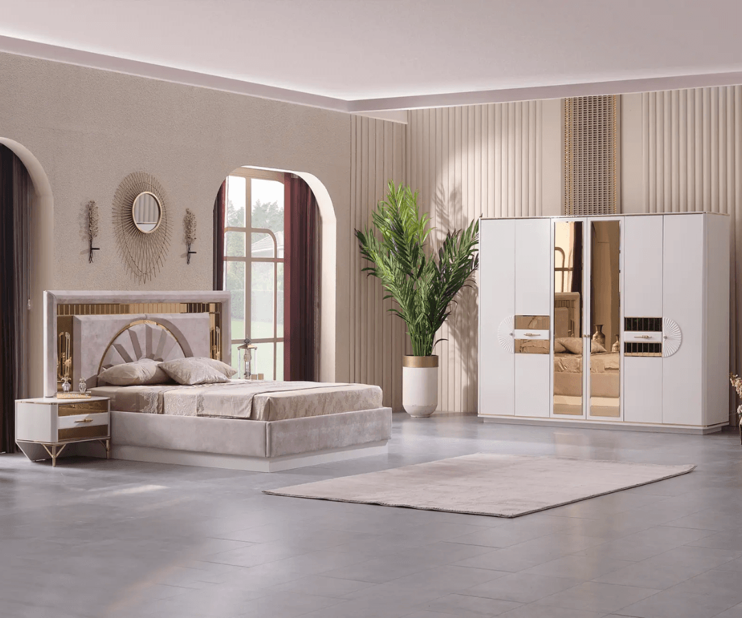 Taşkent Schlafzimmer – Klassischer Chic mit goldenen Akzenten