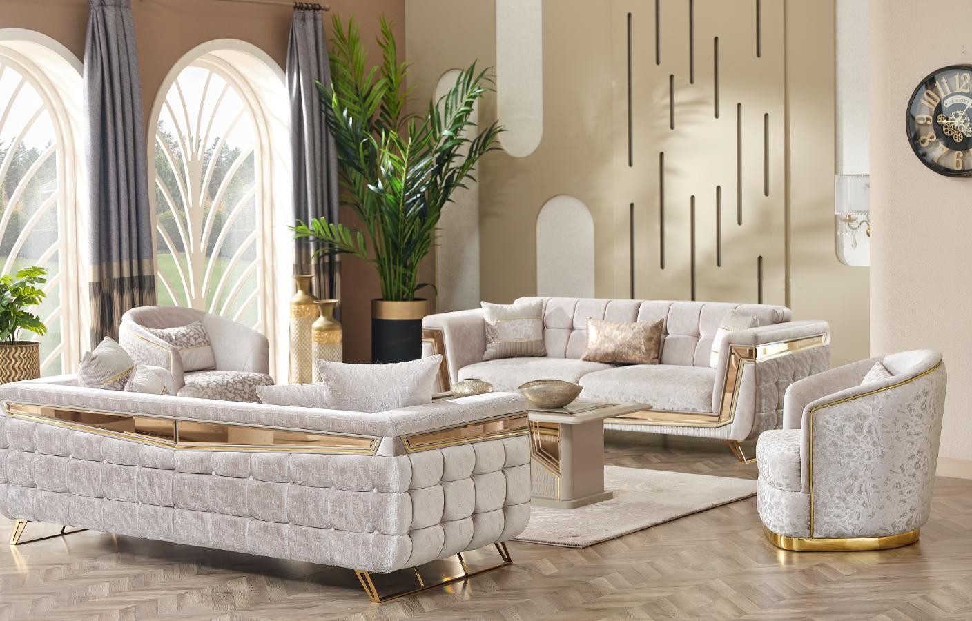 Milano Sofa Set – Gold