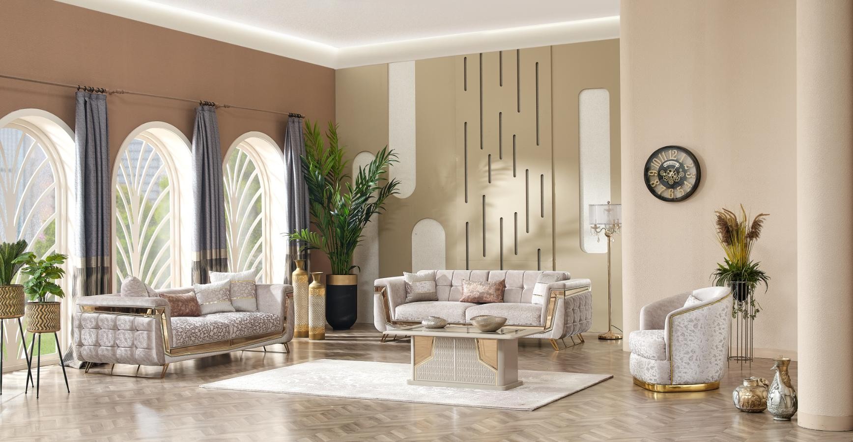 Milano Sofa Set – Gold