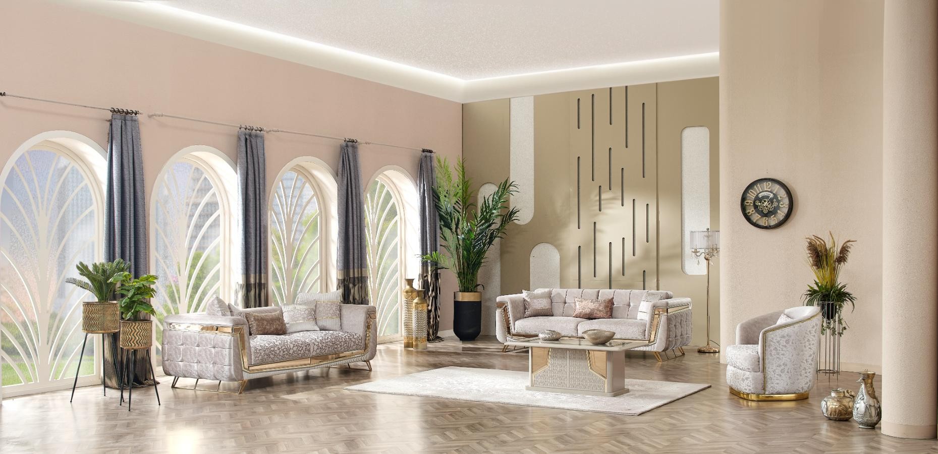 Milano Sofa Set – Gold