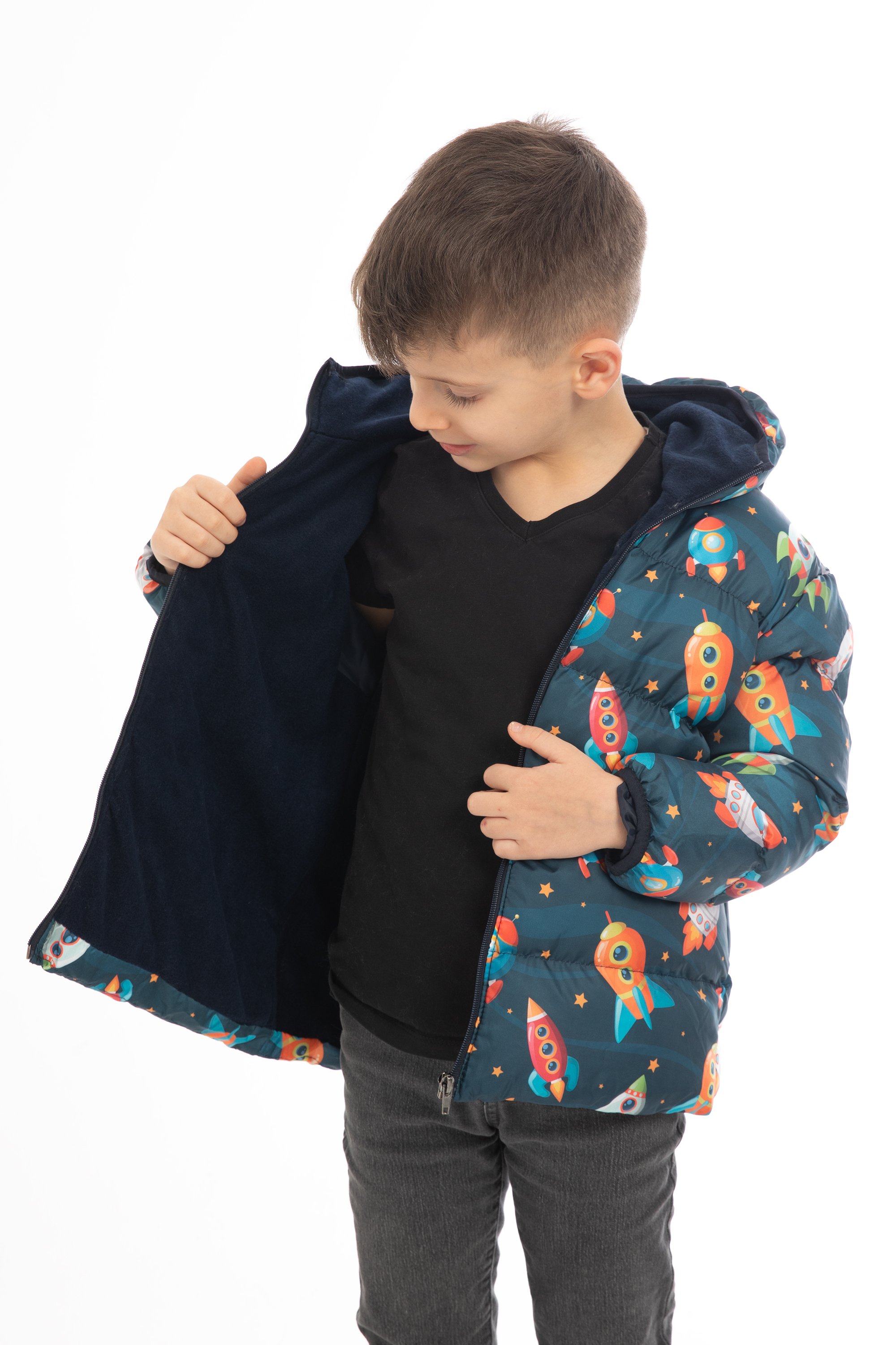 Kinder Winterjacke mit Raketen