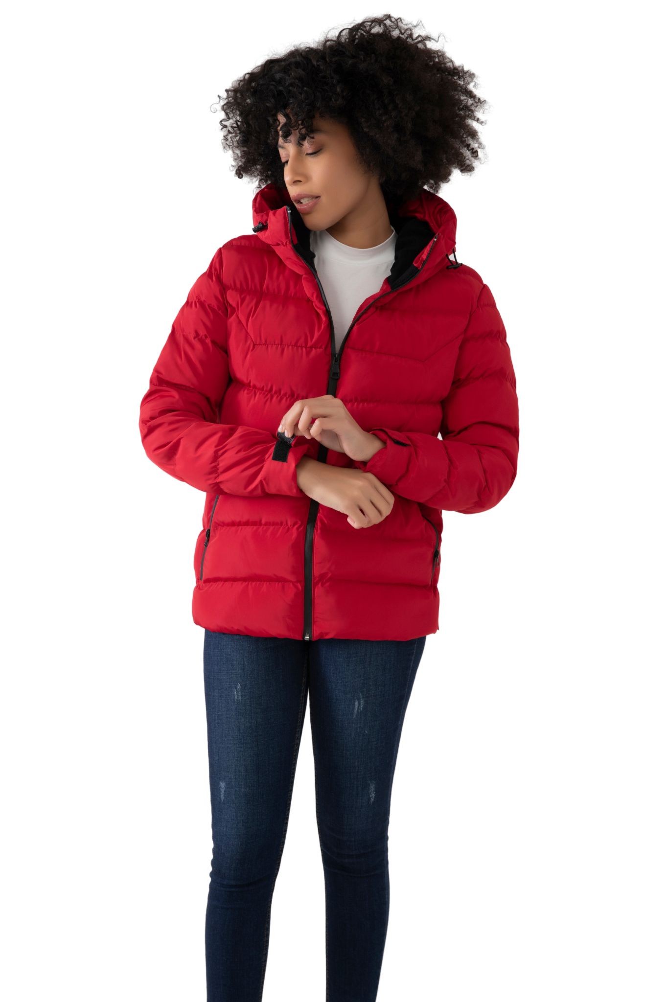 Damen Pufferjacke mit Kapuze - FM500 - Rot